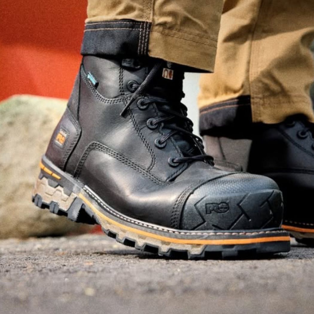 Timberland PRO Boondock Men's 8 Inch Waterproof Work Boots with Composite Safety Toe - Black 89645 | Durable Construction for Outdoor Jobs, Construction Sites & Heavy Duty Work