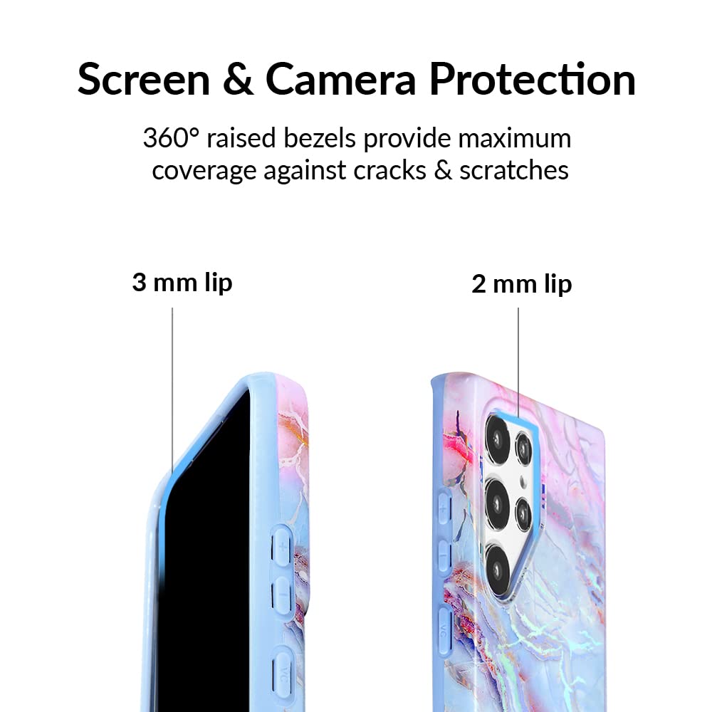 VELVET CAVIAR Samsung Galaxy S22 Ultra Case [8ft Military Drop Protection] - Cute Holographic Blue Marble Phone Cover with Microfiber Lining - Compatible with 2022 6.8