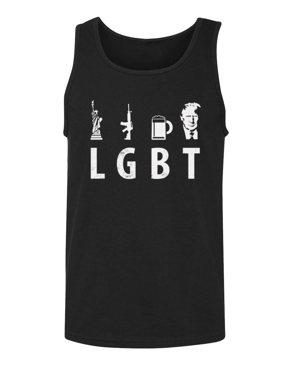 Funny Liberty Guns Beer Trump Support Parody LGBT Tank Top - Patriotic Political Humor Tee for Men & Women - Perfect for Rallies, Parties & Casual Wear