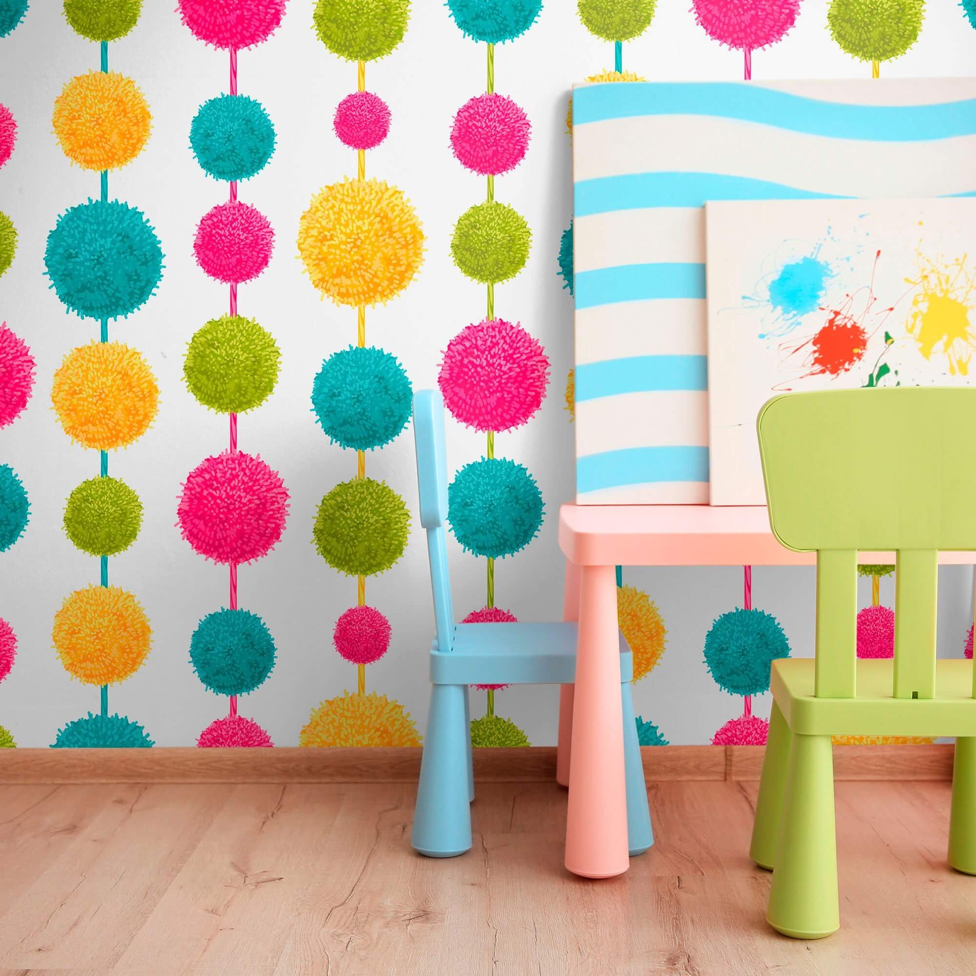 Retro Peel and Stick Removable Wallpaper for Teens - Yellow and Fuchsia Floral Pattern (6125) - Perfect for Bedroom, Dorm Room, and DIY Home Decor