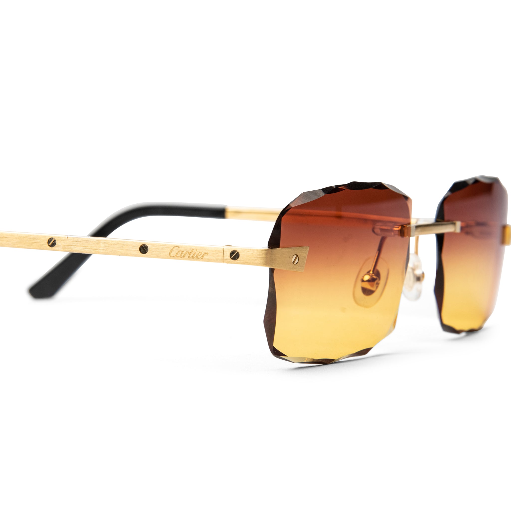 Cartier CT0167O 004 Santos De Cartier Rimless Sunglasses - Luxury Designer Eyewear for Men & Women | UV Protection, Lightweight Comfort | Perfect for Driving, Travel & Fashion Statement