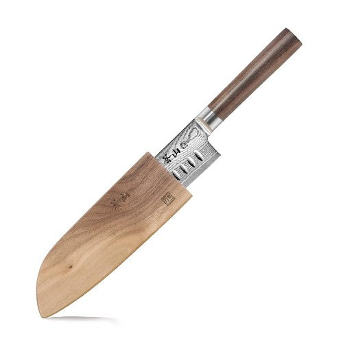 Cangshan 62755 J Series 7-Inch Santoku Knife with Walnut Sheath - High Carbon German Steel Blade for Precision Cutting - Perfect for Slicing, Dicing, and Chopping Vegetables, Fruits & Meat