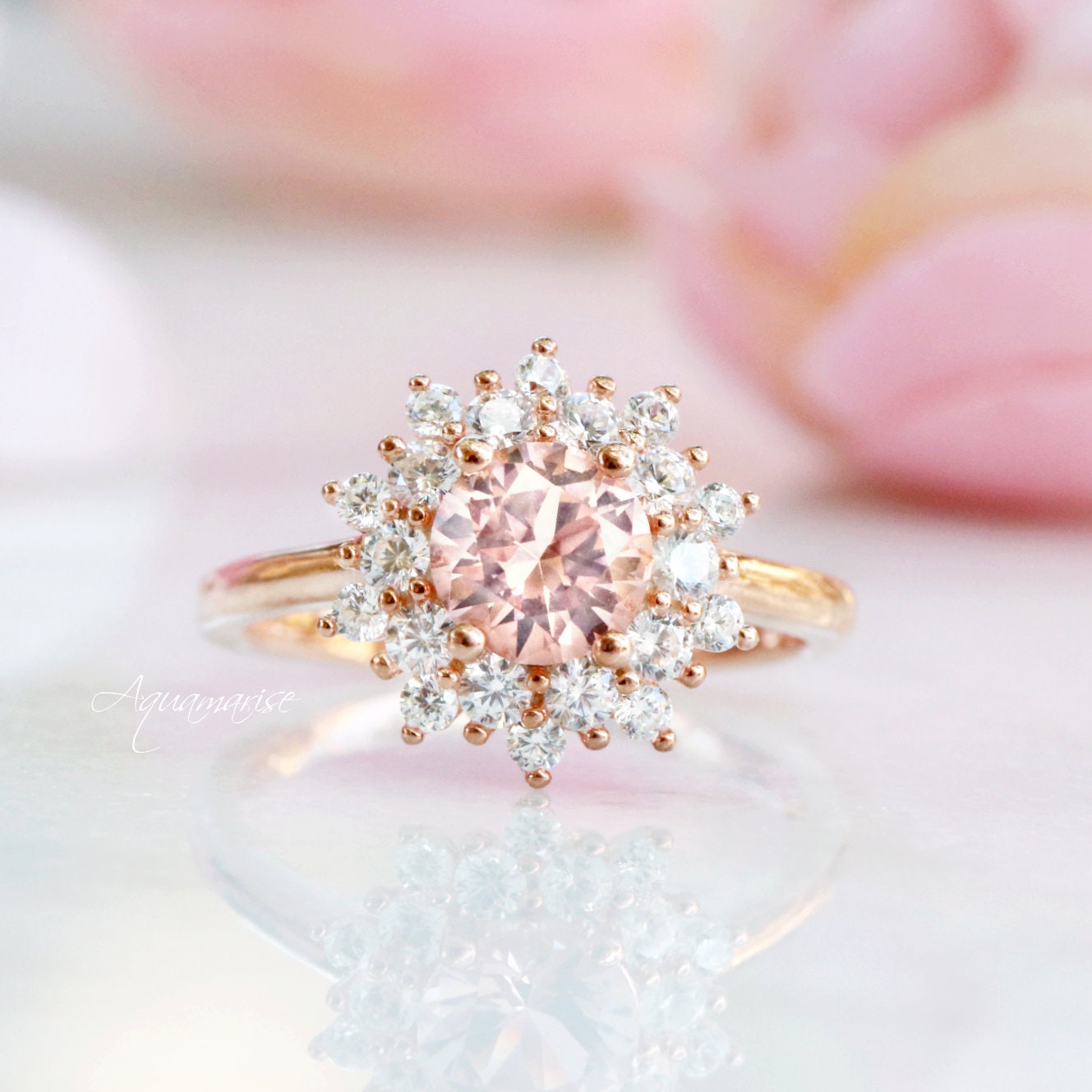 14K Rose Gold Vermeil Avery Morganite Ring - Elegant & Durable for Engagement, Wedding, Anniversary & Everyday Wear