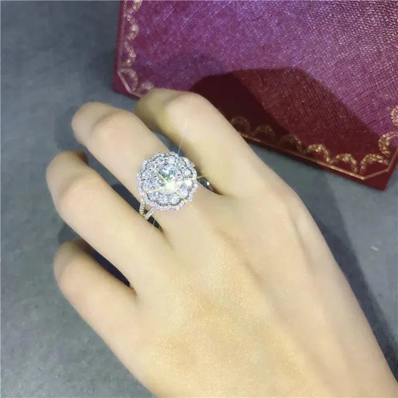 18K White Gold Natural Real Diamond Engagement & Wedding Ring with Certificate - Perfect for Proposals, Anniversaries, and Bridal Jewelry