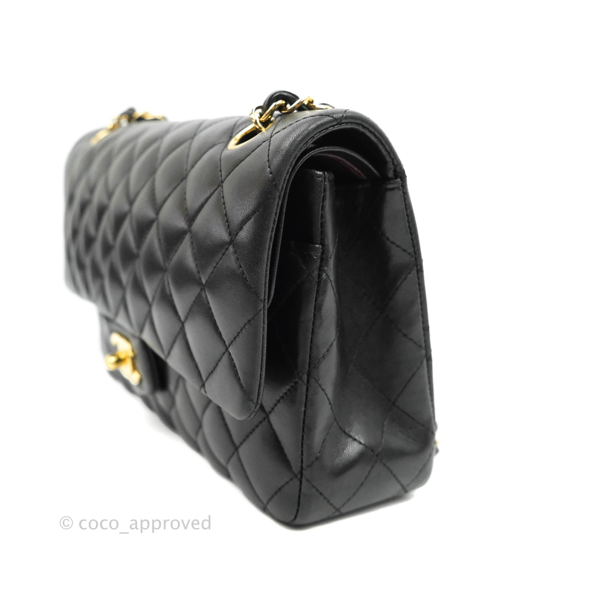 Chanel Classic M/L Medium Double Flap Bag - Black Lambskin Leather with Gold Hardware | Luxury Designer Handbag for Women, Perfect for Work, Evening Events & Special Occasions
