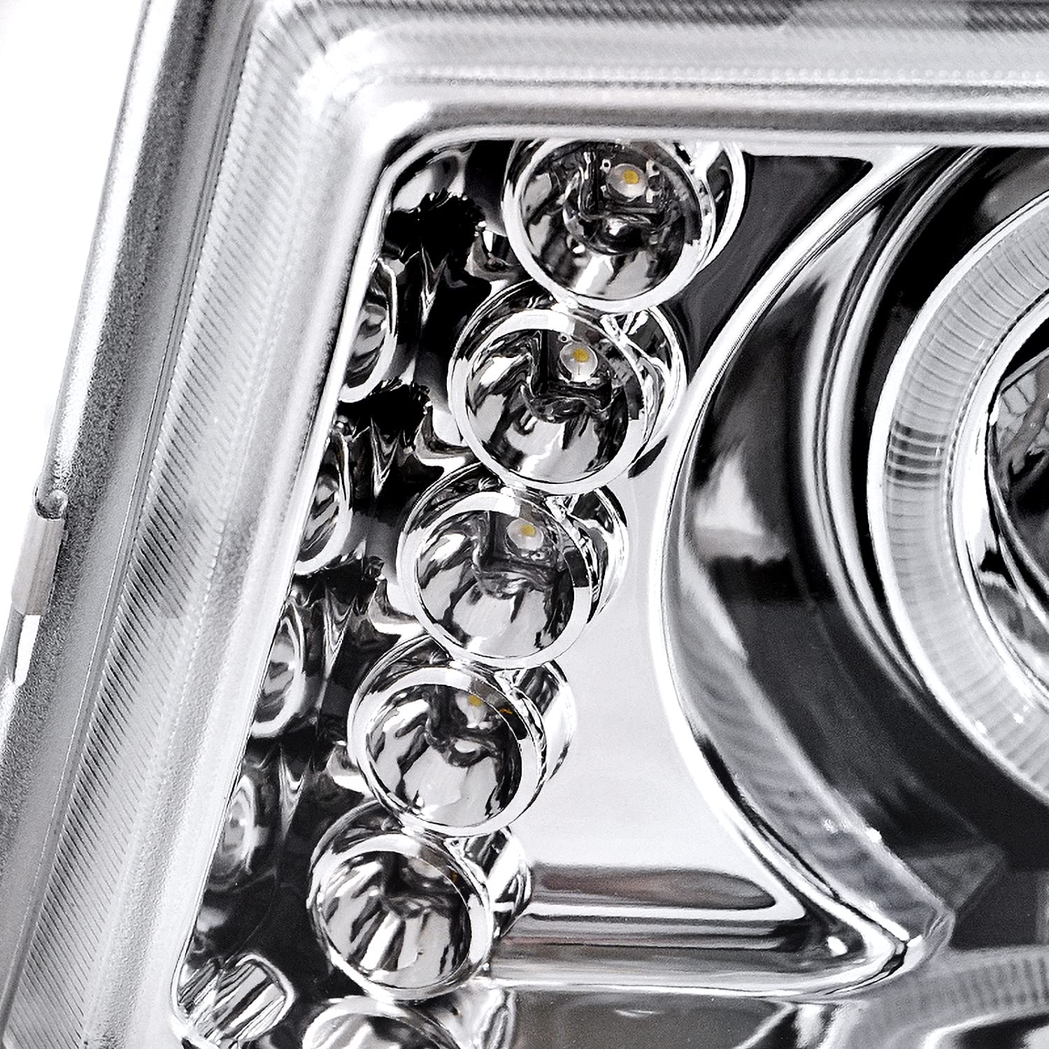 Spec-D Tuning Chrome LED Halo Projector Headlights with Clear Lens & Bumper Lights - Compatible with 2004-2012 Chevy Colorado & GMC Canyon - Left/Right Pair Headlamp Assembly - Upgrade for Night Driving & Off-Road Adventures