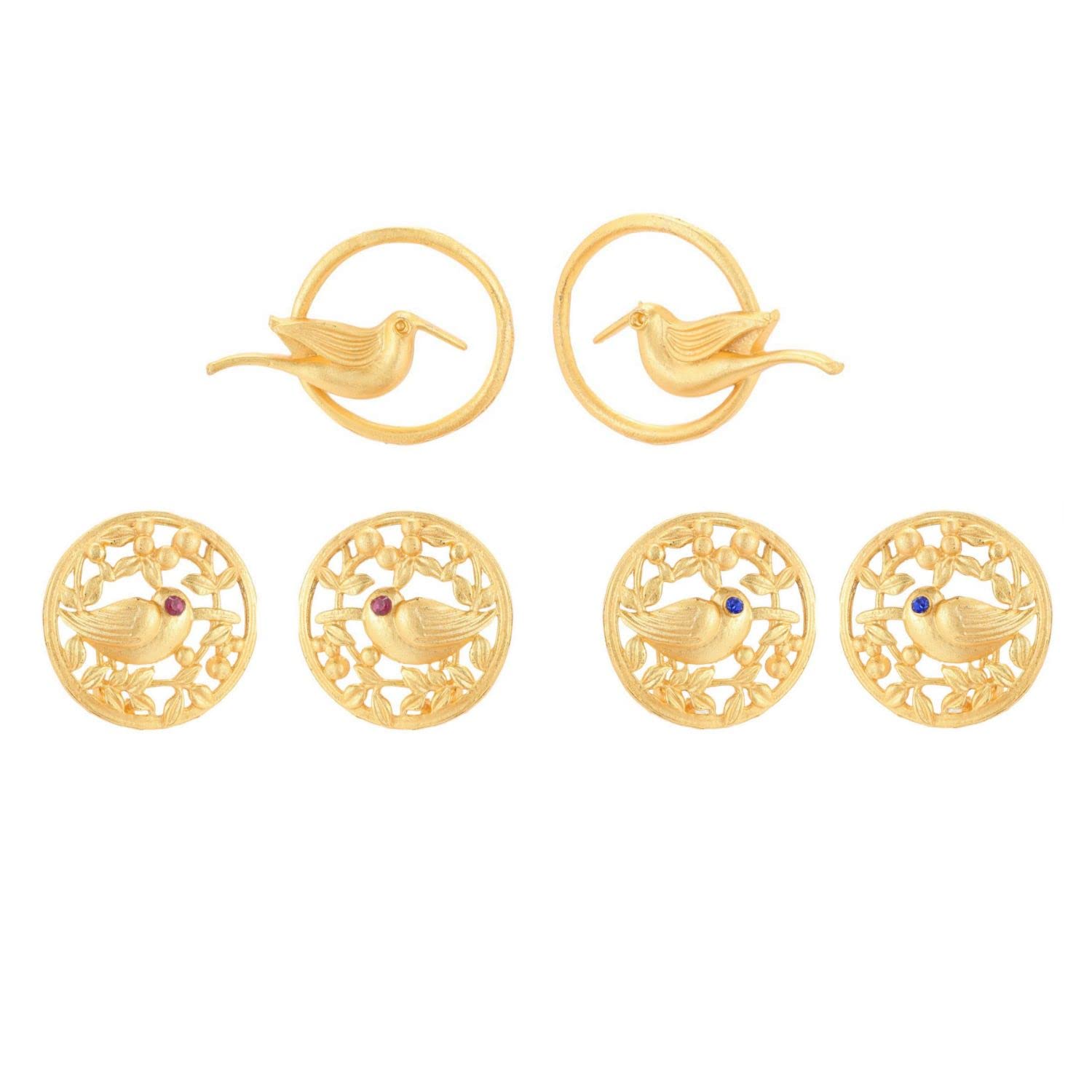 Efulgenz Indian Bollywood Antique Matte Leaf Hoop Earrings - Large Stud Earrings Set for Women, Party & Wedding Jewelry Gift