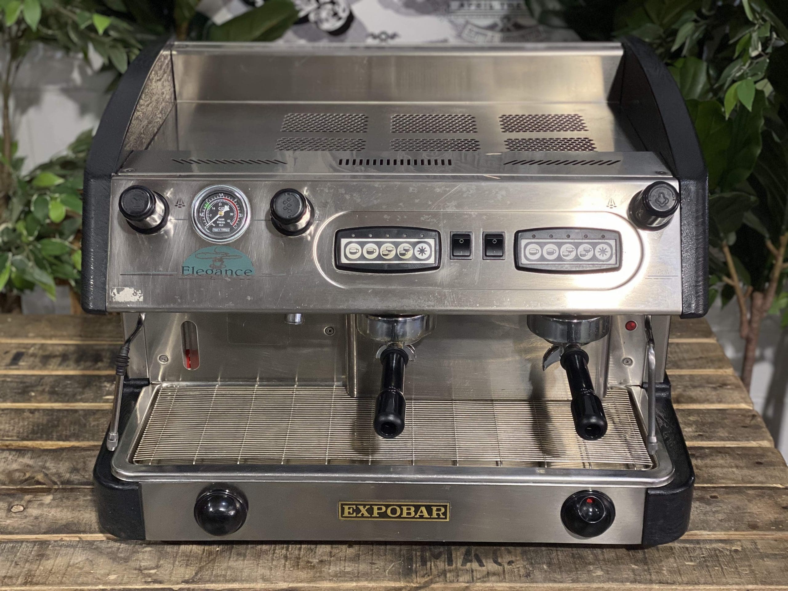 Expobar Elegance Low Cup 2 Group Espresso Machine - Black & Stainless Steel Commercial Coffee Maker for Cafes, Restaurants and Coffee Shops