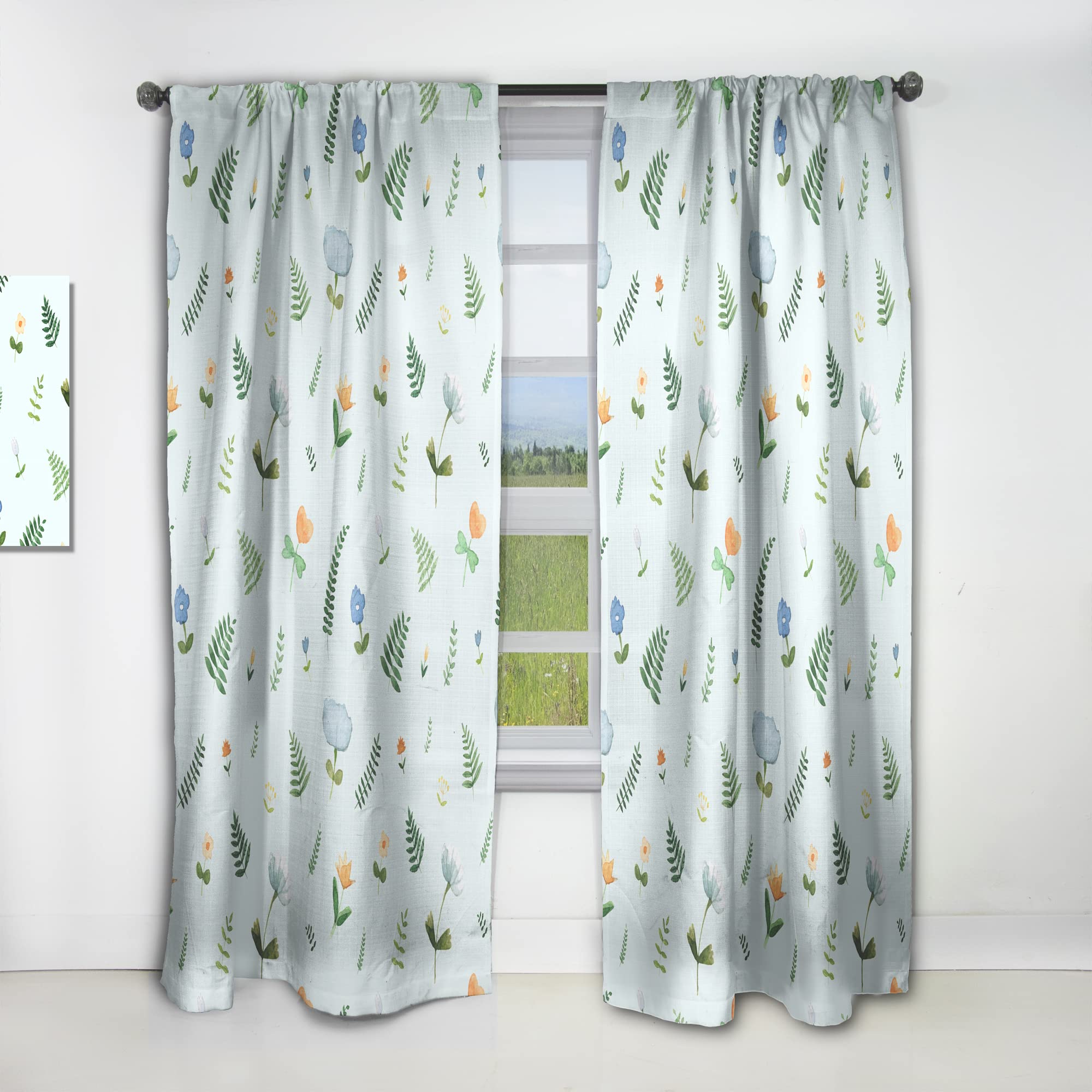 Retro Floral Pattern IX Thermal Insulated Curtains - 52x84 Inch Single Panel for Bedroom & Living Room - Blackout Drapes for Home Decor, Privacy & Energy Efficiency