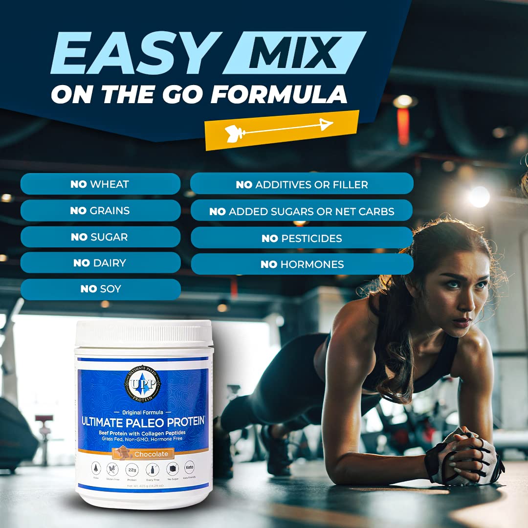 Premium Grass-Fed Beef Protein Powder with Collagen Peptides | Paleo, Keto & Gluten Free | No Artificial Sweeteners or Preservatives | Chocolate Flavor (15 Servings) - Ideal for Post-Workout Recovery, Weight Management & Healthy Lifestyle