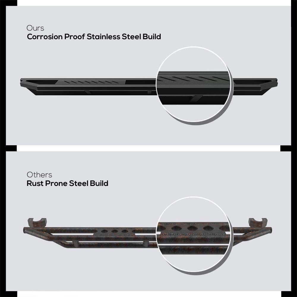 HD Ridez Hybrid Rocker Steps - Heavy Duty Steel Armor Running Boards Compatible with Chevy Silverado 1500 2019-2025 & 2500/3500 2020-2025, GMC Sierra 1500 2019-2025 (Excludes 1500 LD Models) - Perfect for Off-Roading, Truck Access & Enhanced Style