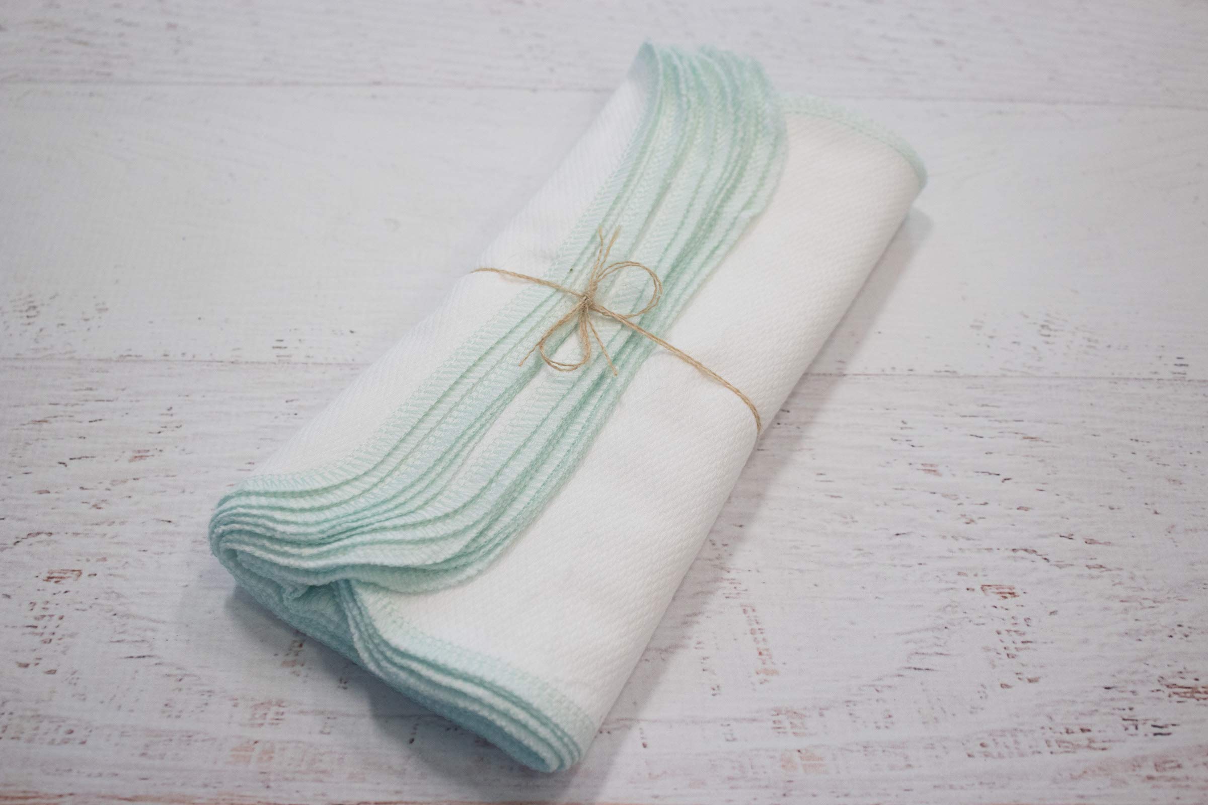 Eco-Friendly Reusable Paper Towels - 12 Pack Washable Kitchen Towels for Cleaning & Spills (Mint Bright White) | Sustainable Alternative to Disposable Paper Towels for Home & Office Use