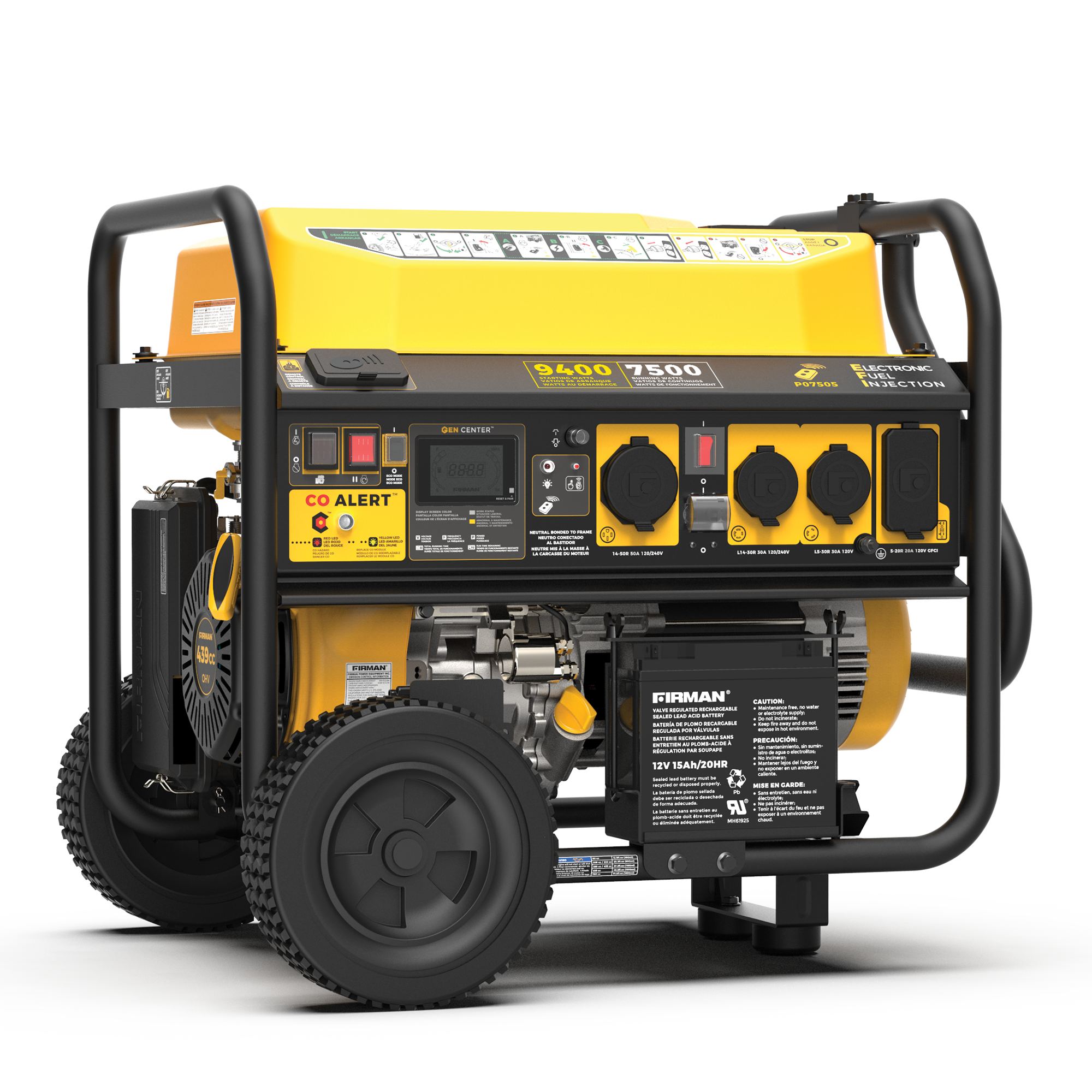 9400W Portable Gas Generator with Remote Start & CO Alert - 120V/240V Dual Voltage for Home Backup, Camping & Emergency Power