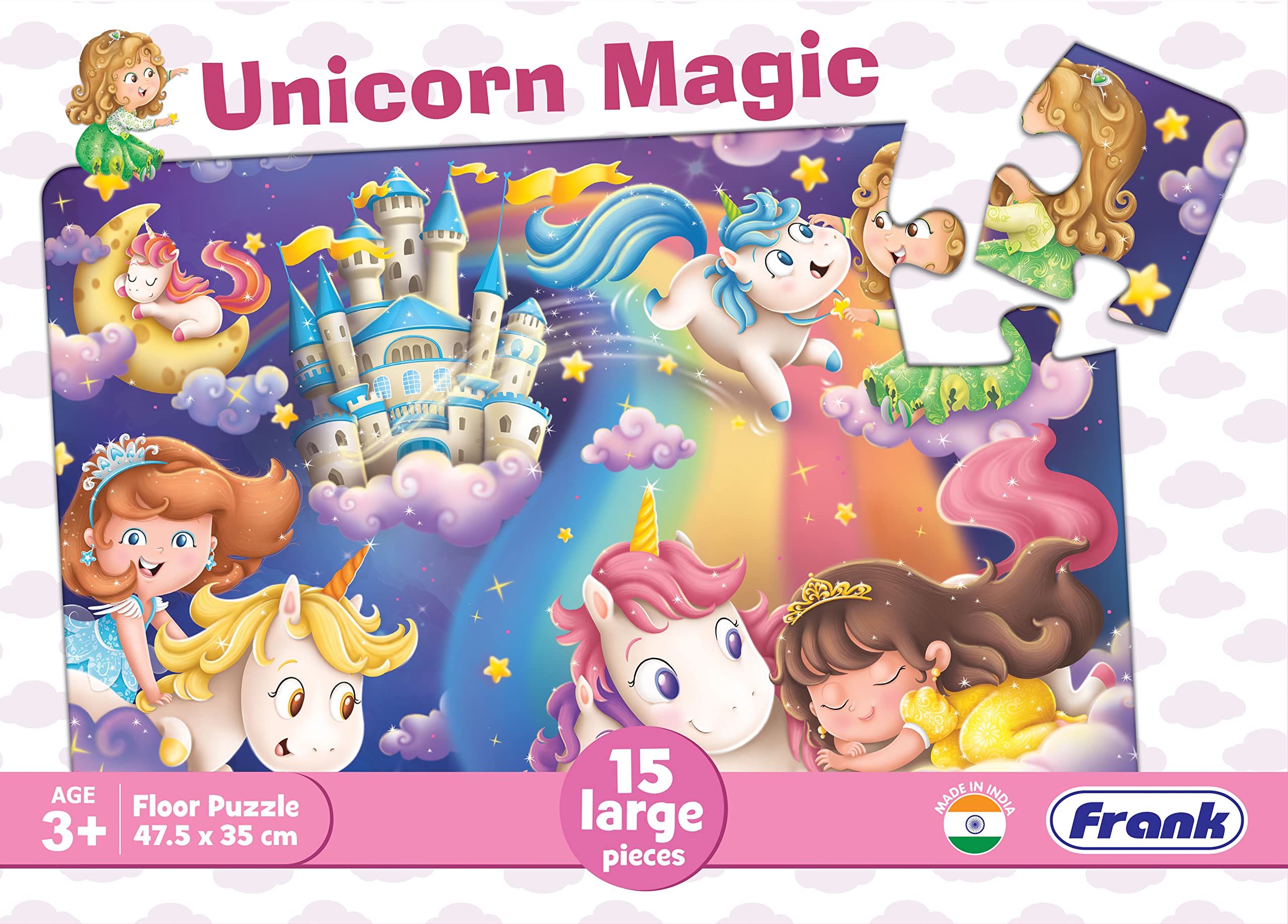 Frank Unicorn Magic Floor Jigsaw Puzzle for Kids Ages 3-7 | 15-Piece Educational Brain Booster Toy | Fun & Challenging Puzzle Game for Focus Development | Perfect Gift for Boys & Girls | Great for Playrooms, Classrooms & Birthday Parties