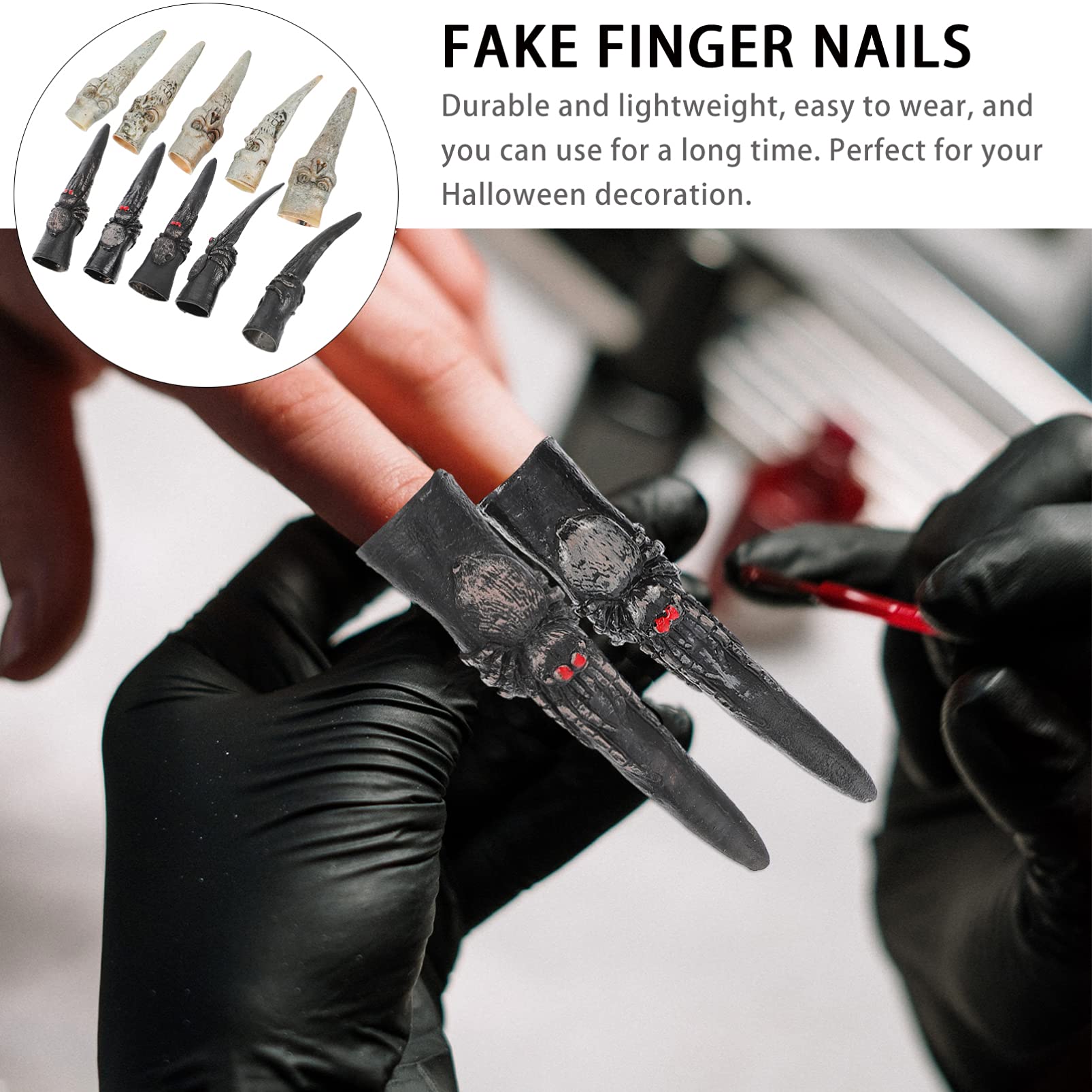 Beaupretty Halloween Fake Nails - 10pcs Scary Claw Witches Nails for Halloween Cosplay, Costume Party, Trick or Treat - Perfect for Halloween Decorations, Spooky Nail Art & Witch Costume Accessories