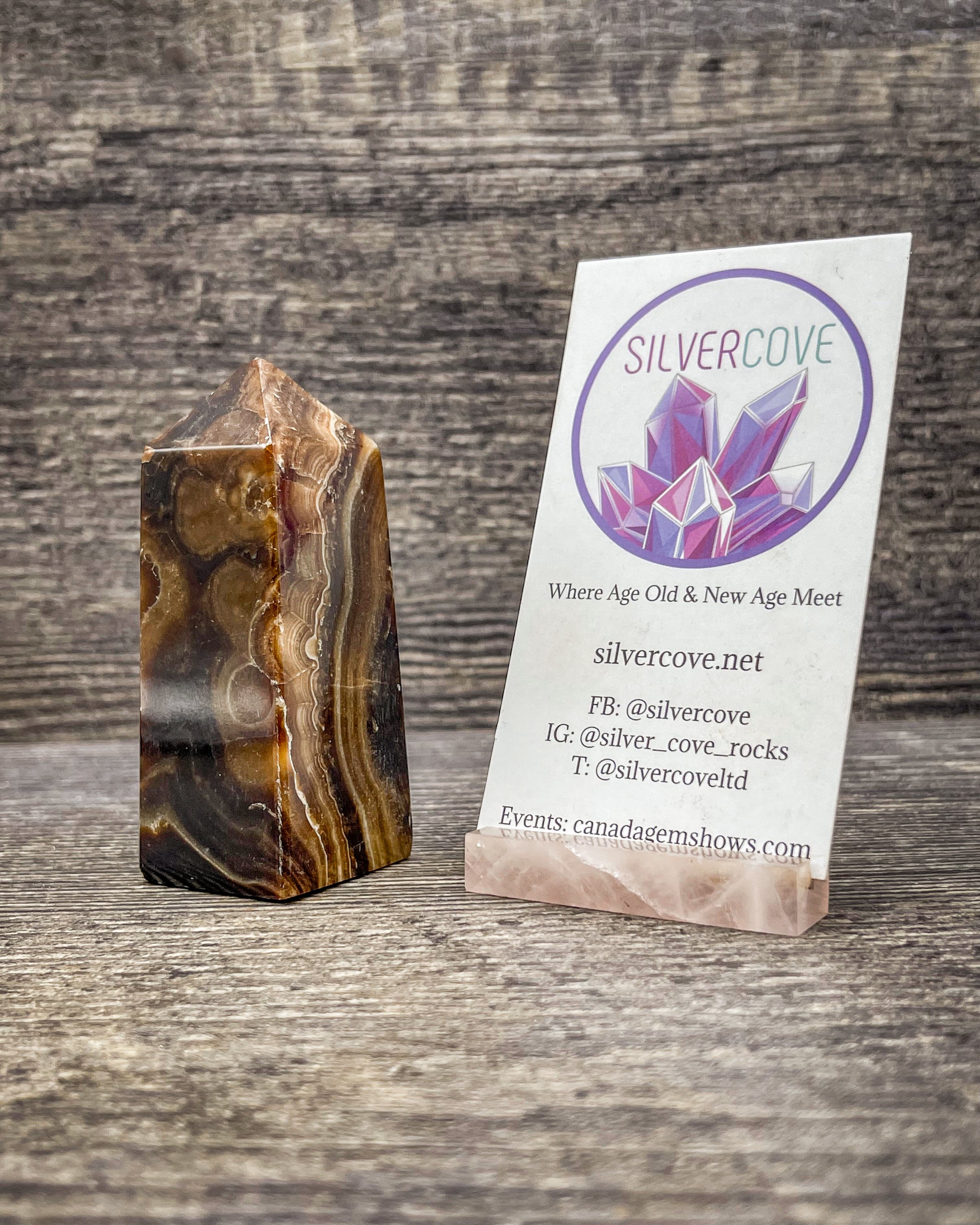 Natural Brown Onyx Tower Carving - 131g Handcrafted Stone Sculpture for Home Decor, Meditation & Feng Shui | Perfect for Office Desk, Bookshelf & Gift Giving
