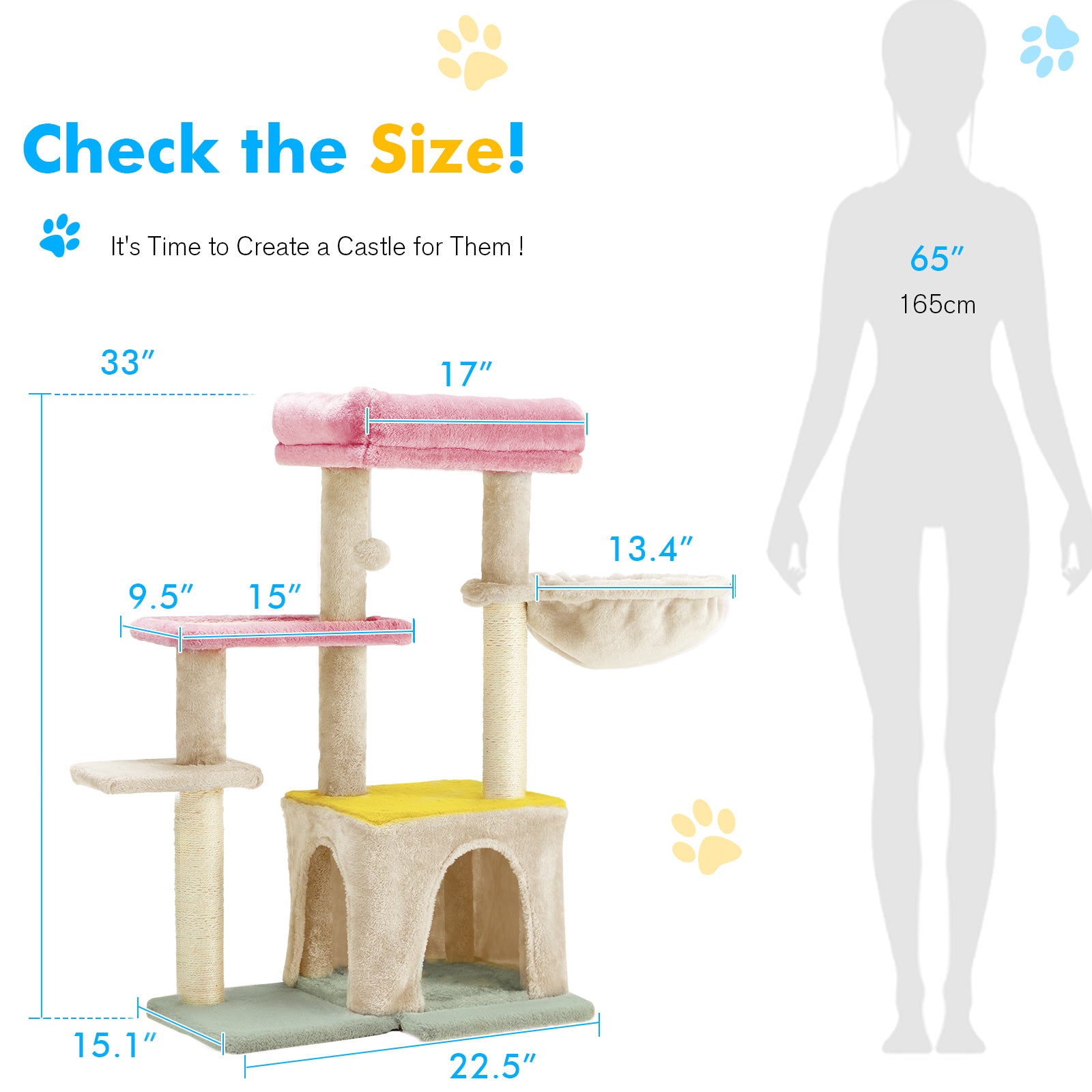 Large Cat Condo Tower for Indoor Cats - Multi-Level Kitty Playhouse with Scratching Posts & Perches - Perfect for Play, Rest & Climbing