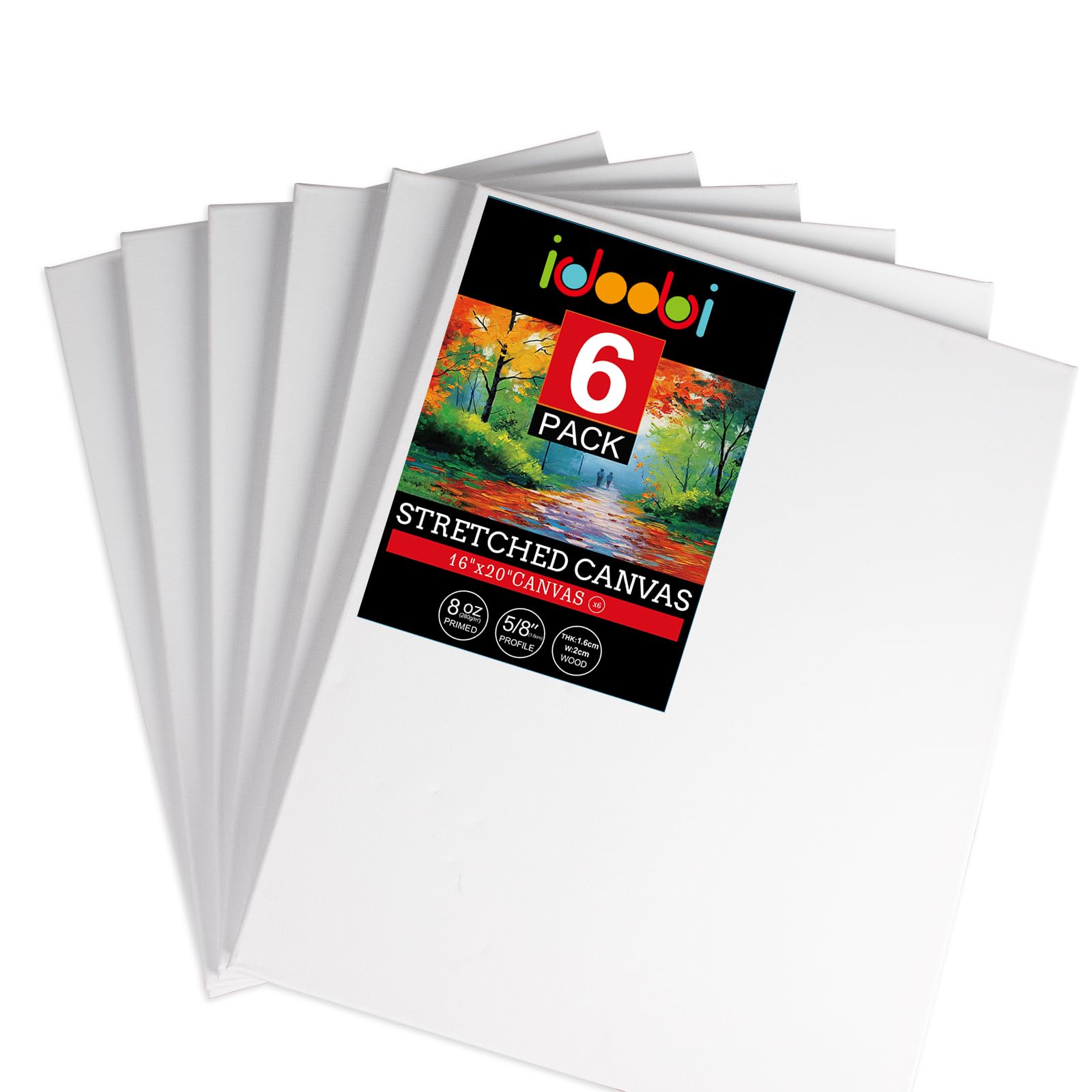 6 Pack 16x20 Inch Cotton Canvas Panels for Oil & Acrylic Painting - Premium White Canvas Boards for Artists & Beginners - Perfect for Studio, Classroom & DIY Art Projects