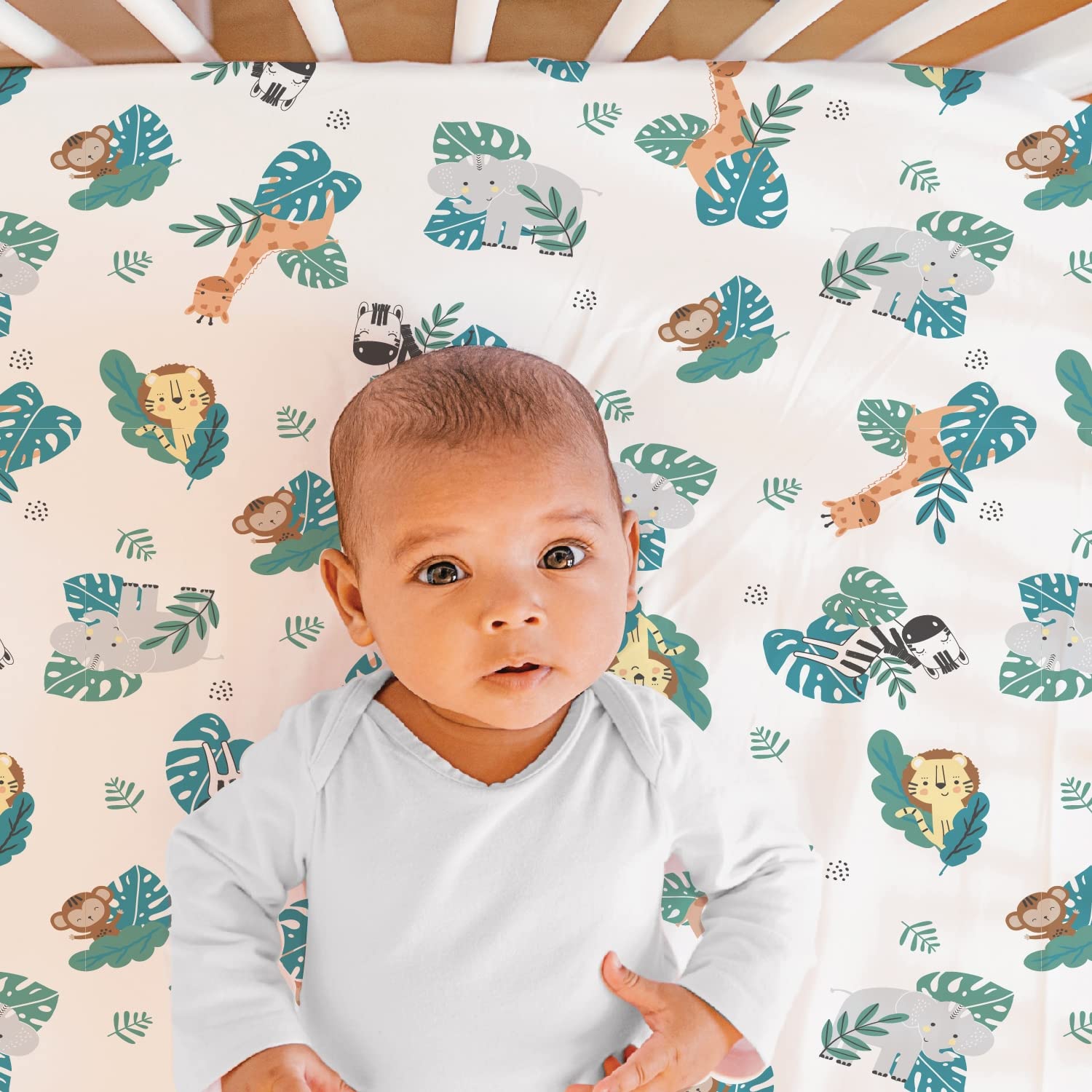 The Peanutshell 3-Piece Baby Crib Bedding Set for Boys & Girls - Soft Nursery Bedding with Fitted Crib Sheet, Dust Ruffle & Comforter - Safari Adventures Theme - Perfect for Newborn, Infant & Toddler Nursery Decor | Ideal for Baby Showers & Cozy Nursery Setup