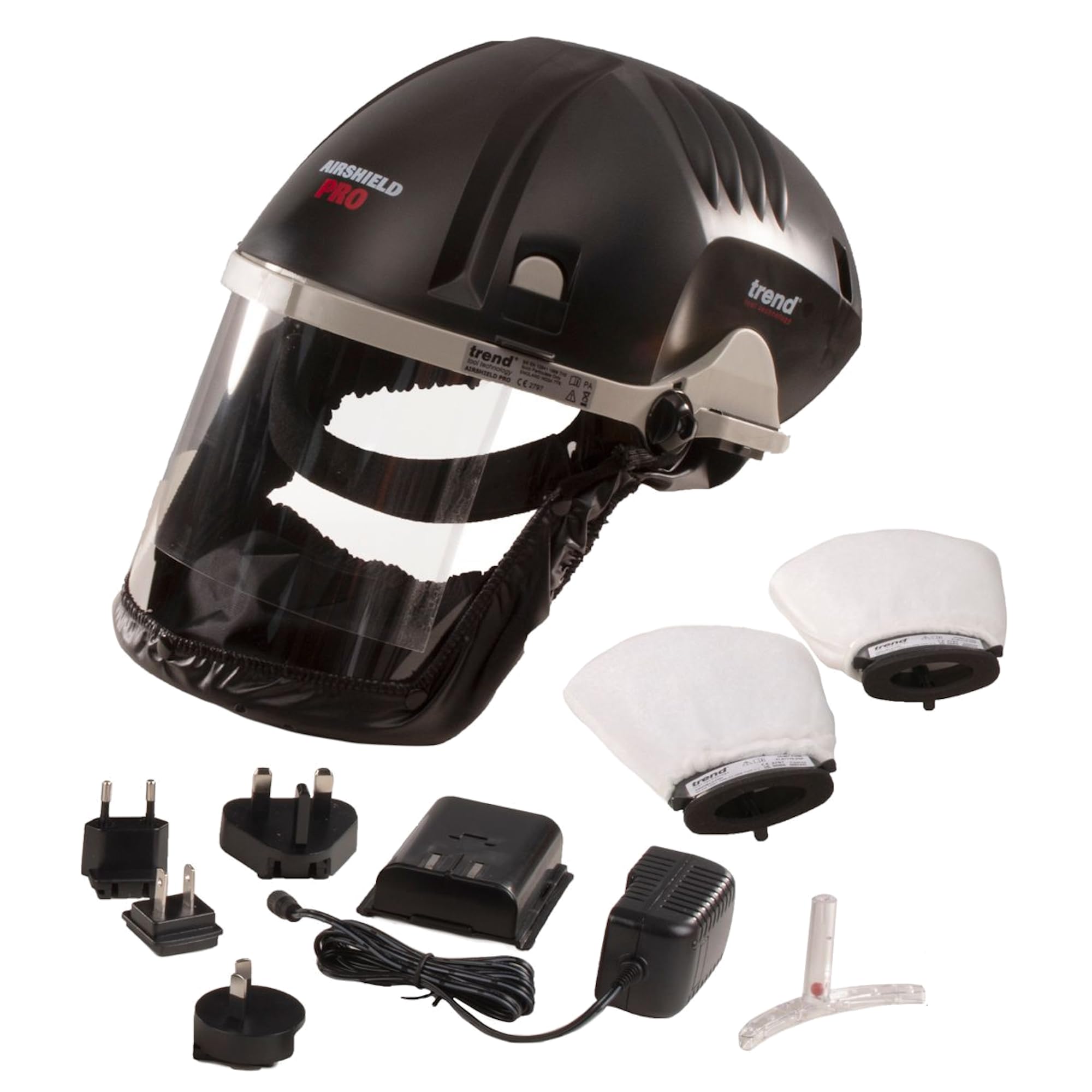 Trend Airshield Pro Full Face Shield - Battery Powered Dust Mask with Air Circulation for Woodworking, Construction & DIY Projects - Protective Gear for Sawing, Sanding & Grinding