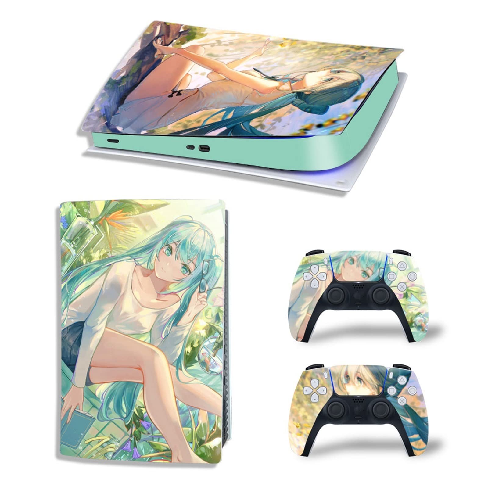 Anime Vinyl Skin Decal for PS5 Digital Edition - Scratch-Resistant Protective Cover for 2 Controllers - Bubble-Free Application - Perfect for Gaming Enthusiasts & Anime Fans