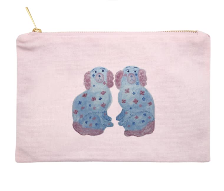 Staffordshire Dog Print Cosmetic Bag - Cute Dog Design Makeup Pouch for Women & Girls | Perfect for Travel, Gym, and Everyday Use