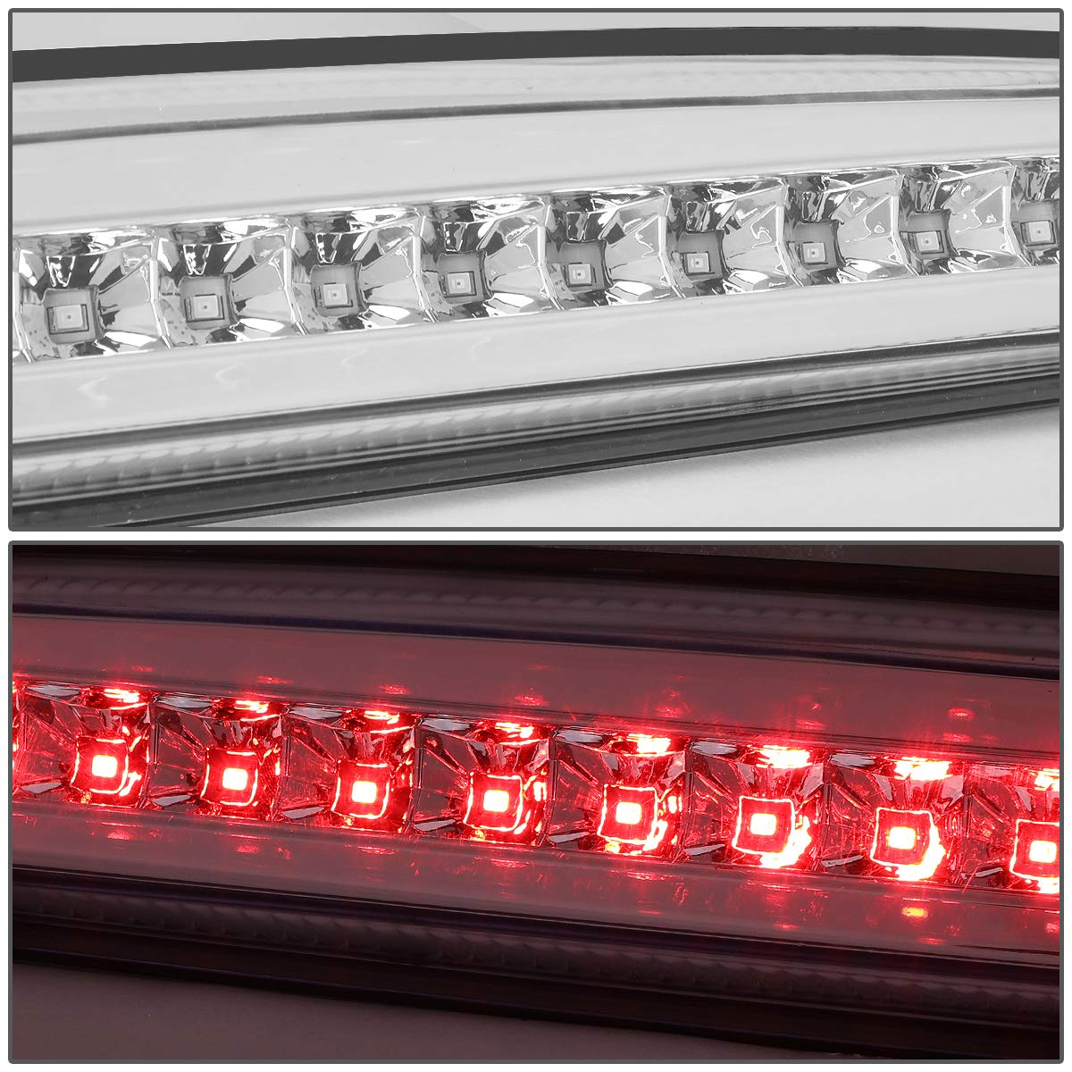 DNA Motoring TGL-DRAM03-LED-CH Full LED Rear Center Tailgate Light Brake Lamp - Compatible with Most SUVs & Trucks for Enhanced Visibility & Safety at Night Driving