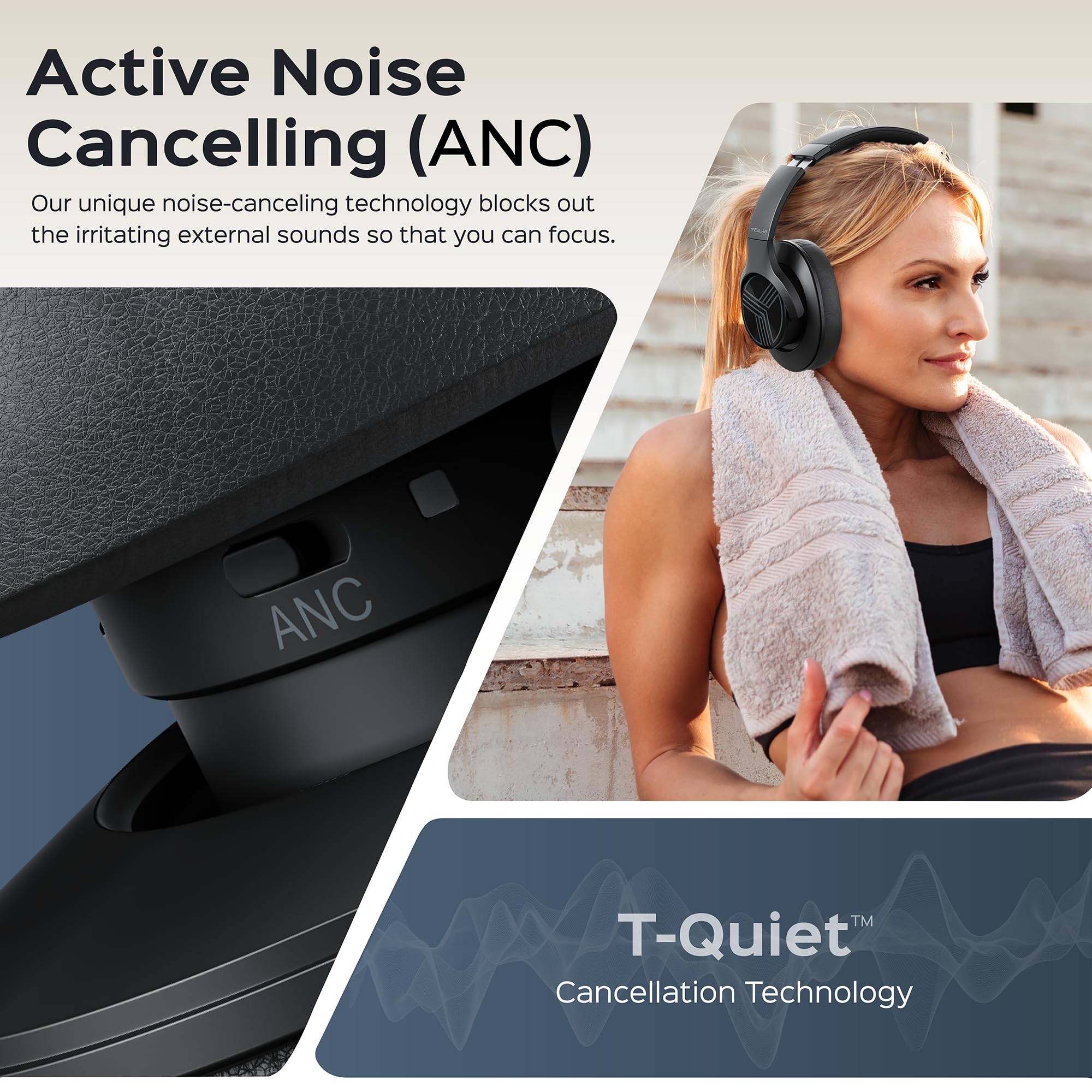 TREBLAB Z2 Wireless Bluetooth Over-Ear Headphones with Active Noise Cancelling, 35H Battery Life - Premium Sound for Travel, Work & Gym | X3 Pro True Wireless Earbuds with Bluetooth 5.3, 145H Playtime - Ideal for Running, Sports & Daily Commute