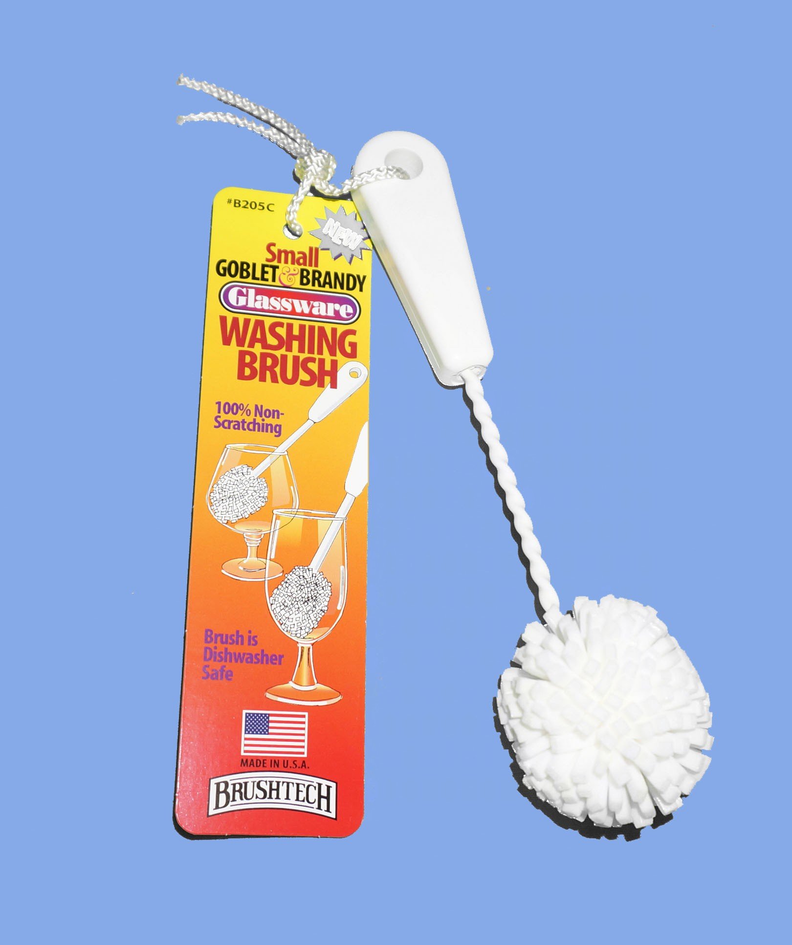 Brushtech Small Goblet and Brandy Glass Cleaning Brush - Premium Dishwasher Safe Stemware Scrubber for Wine, Champagne & Crystal Glasses - Perfect for Home Bars, Restaurants and Dishwashing