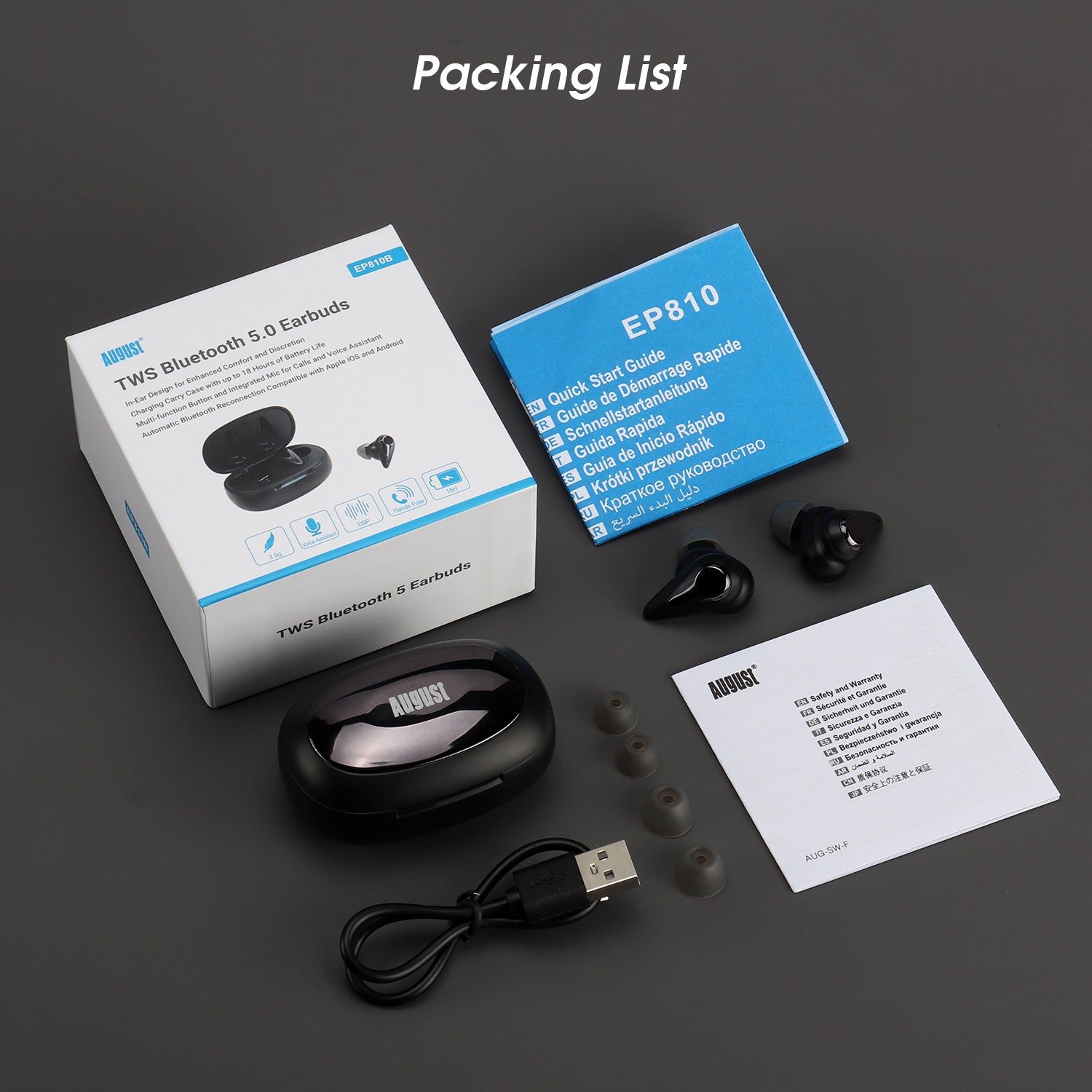 Wireless Bluetooth 5.0 Earbuds with Charging Case, Touch Control & Built-in Mic - Perfect for Gym, Running & Commuting