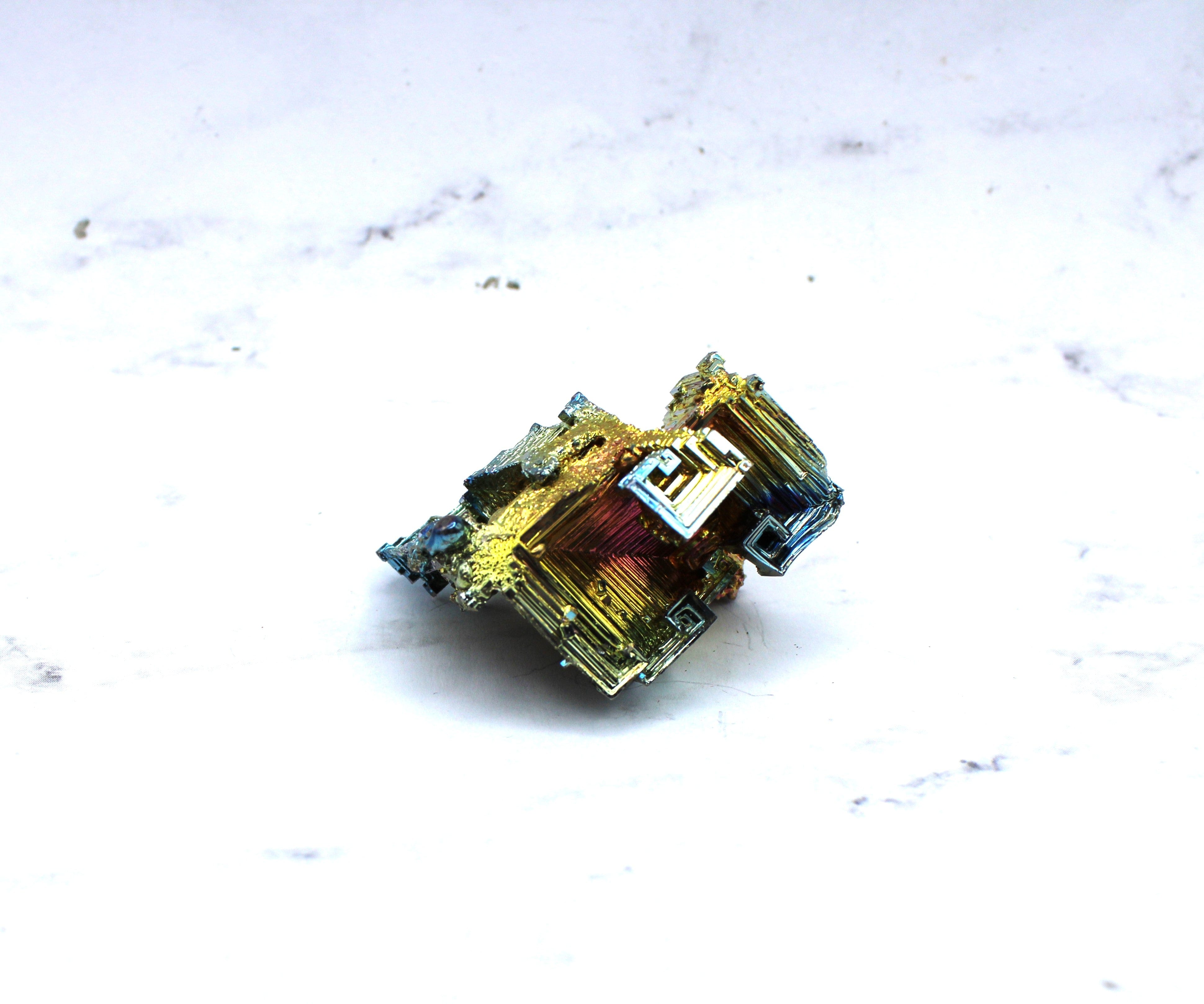 Natural Bismuth Crystal Specimen - Unique Rainbow Metallic Mineral for Collectors, Science & Home Decor