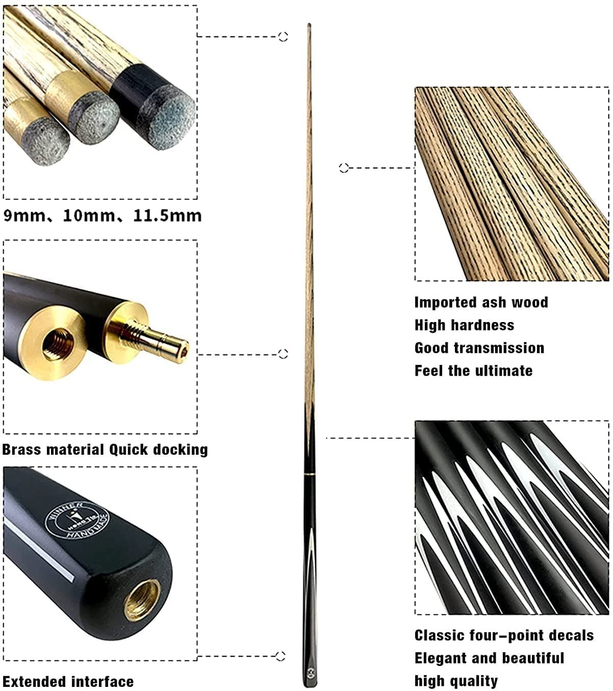 Professional 2-Piece 57-Inch Pool Cue Stick with Extender - 3/4 Jointed Billiard Cue for Pool Tables | Perfect for Home Game Rooms, Bars & Professional Tournaments