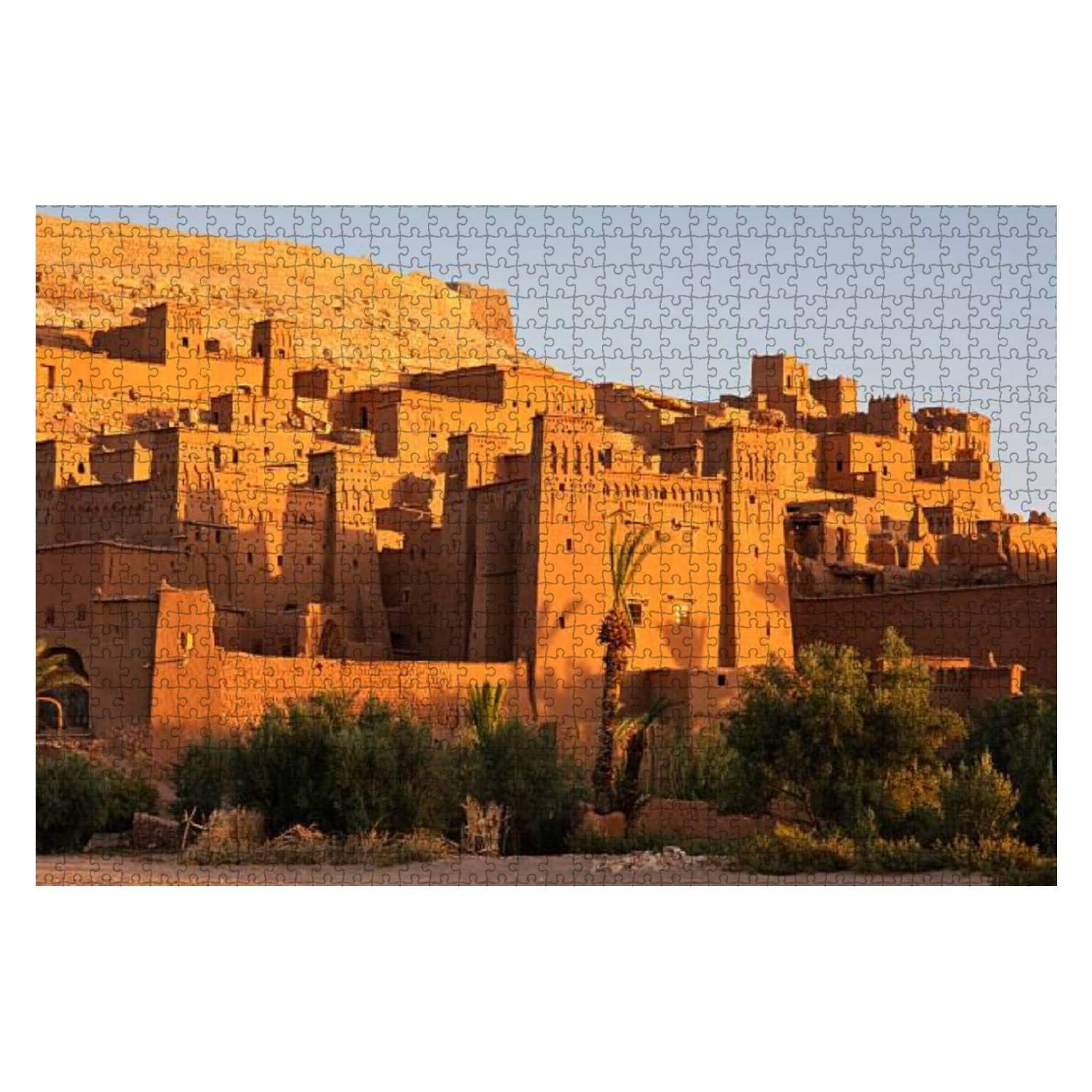 1000-Piece Wooden Jigsaw Puzzle - Ait Benhaddou Village Sunrise in High Atlas | Educational Puzzle for Kids & Adults | Stress Relief & Brain Training | Perfect for Family Game Night & Classroom Activities