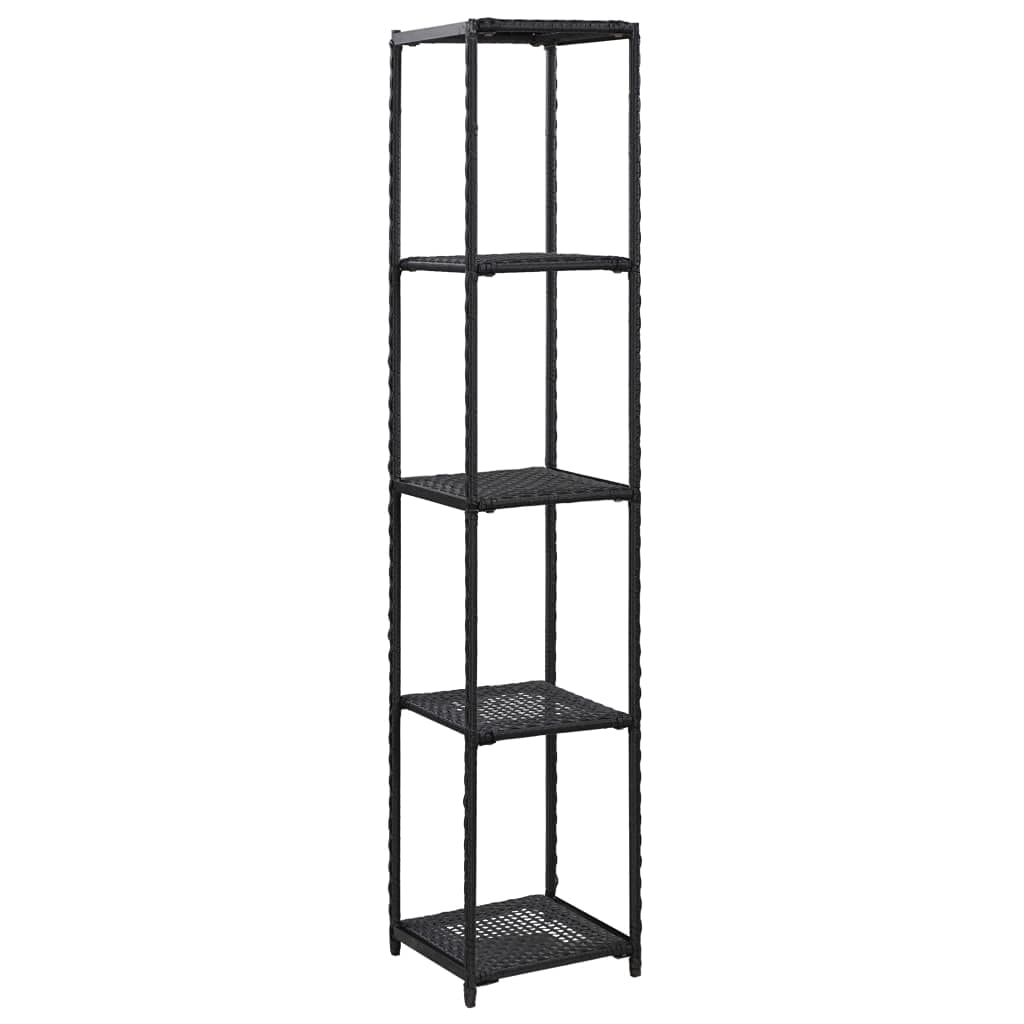 3-Tier Industrial Storage Shelf - Black Poly Rattan Bookcase & Display Rack (11.8