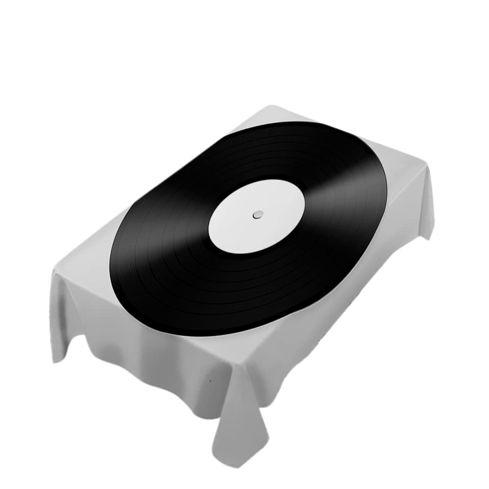 Vintage Gramophone Pattern Tablecloth - 60 x 104 Inch Retro Music Disc Design Plastic Table Cover for Kitchen, Dining, Party - Easy to Clean Rectangle Tablecloth for Home Decor & Themed Events