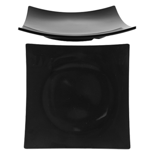 24007BK Thunder Group Black 7 x 7 Inch Square Flare Melamine Plate - Durable & Stylish Dinnerware for Restaurants, Catering, and Outdoor Dining