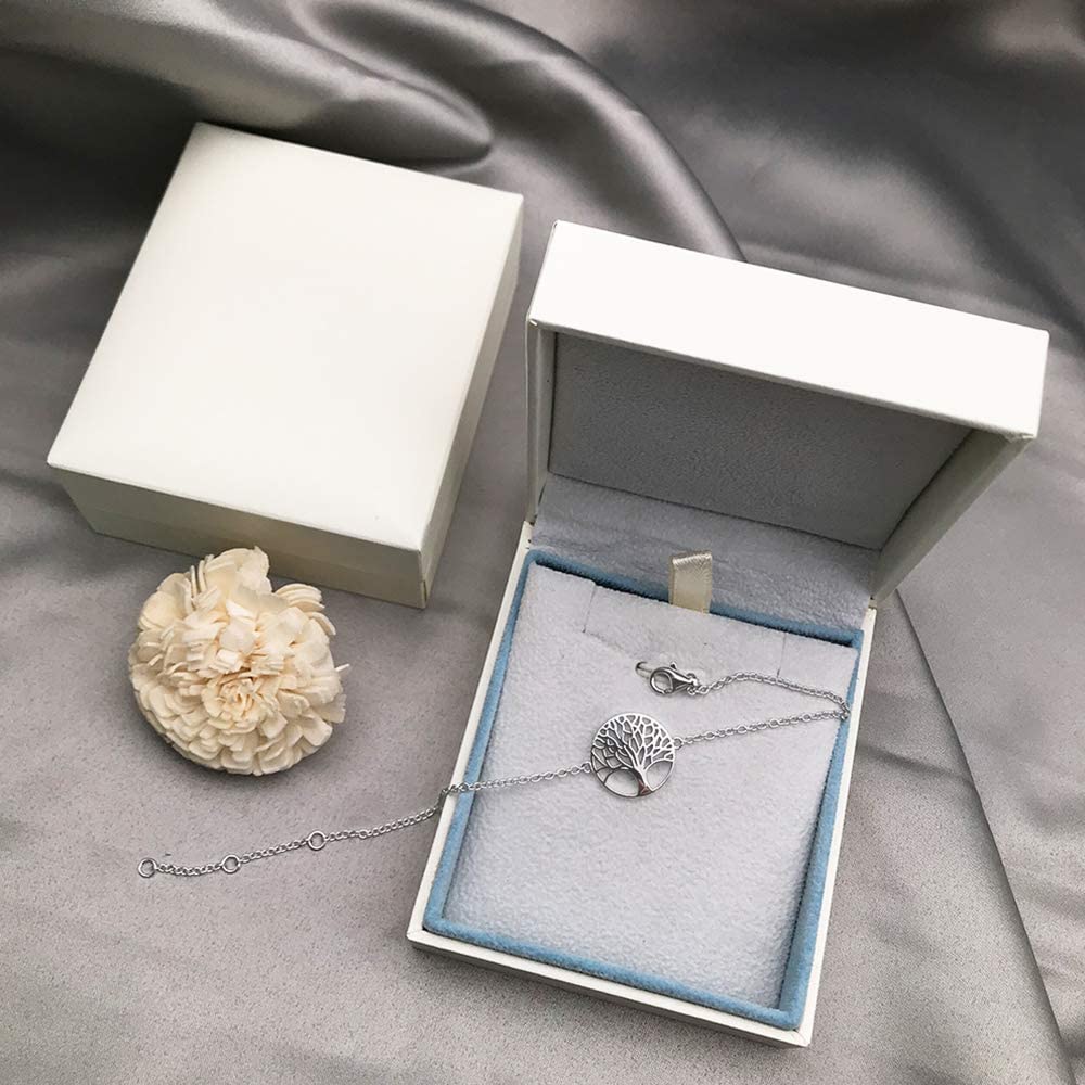AGVANA Sterling Silver Tree of Life Necklace, Bracelet & Earrings Set - Elegant Jewelry Gift for Women & Girls - Perfect for Birthdays, Anniversaries & Spiritual Occasions