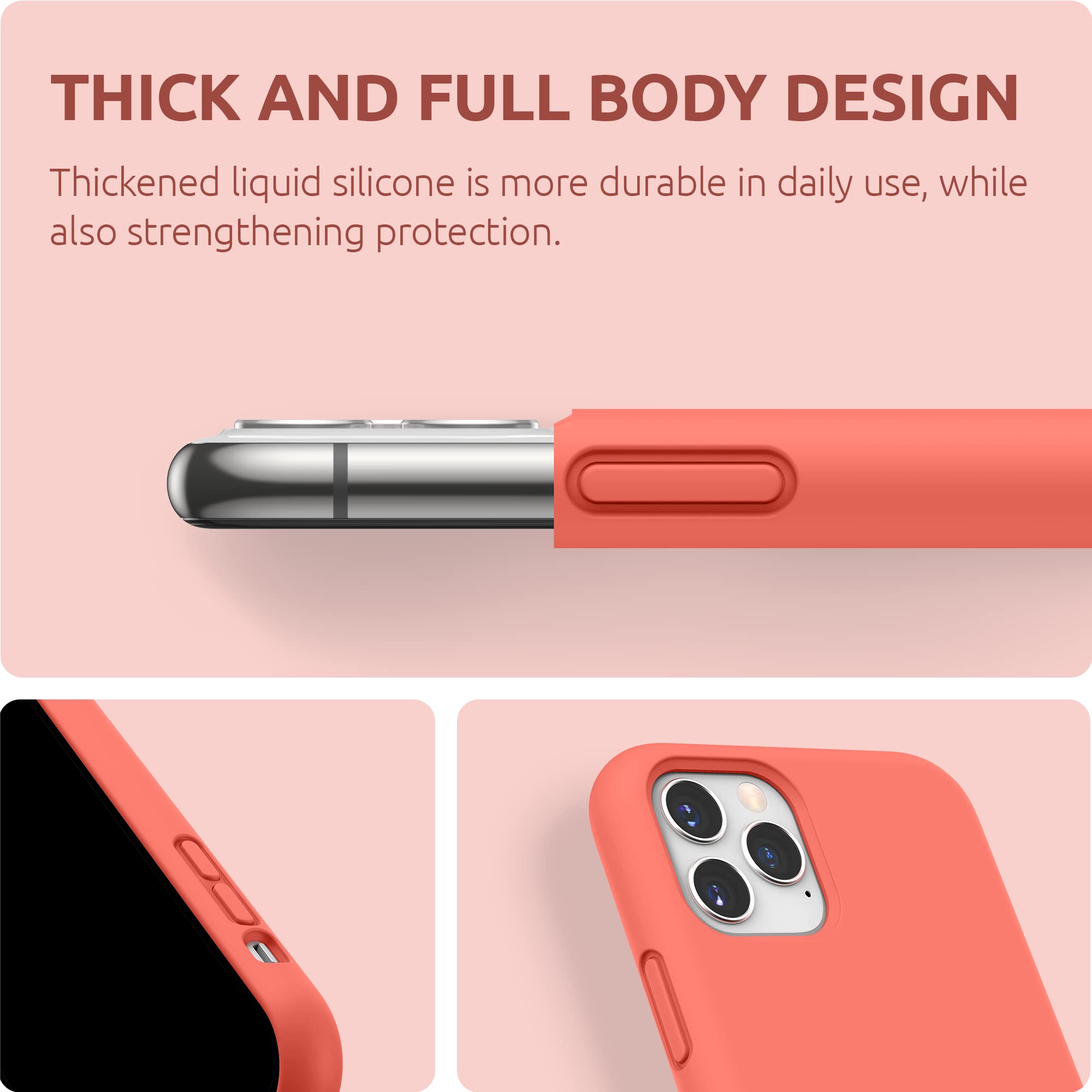 SURPHY iPhone 11 Pro Max Case 6.5 Inch - Thickened Liquid Silicone Protective Cover with Microfiber Lining | Shockproof & Scratch Resistant Phone Case for iPhone 11 Pro Max (2019 Model) | Perfect for Everyday Use, Travel & Outdoor Activities - Pink Citrus