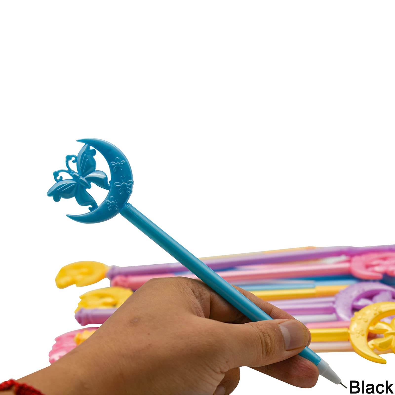 Maydahui 12-Pack Butterfly Moon Gel Pens - Magic Wand Pens for Girls, Black Ink Writing Pens for School, Office & Party Supplies | Perfect for Journaling, Note Taking & Gift Giving