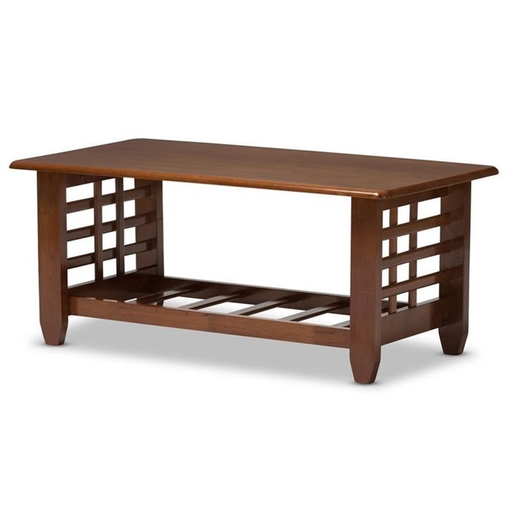 Baxton Studio Larissa Coffee Table - Rubberwood/Cherry Brown for Living Room