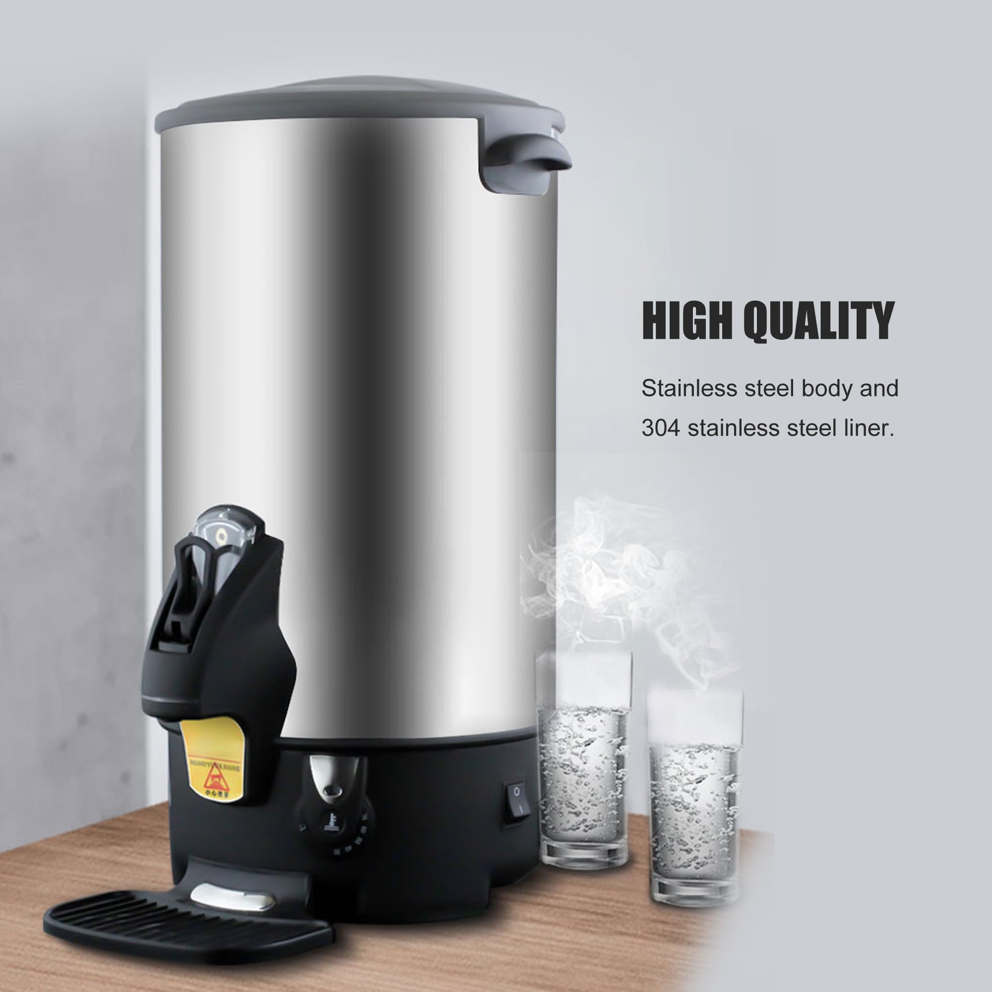 6L Commercial Electric Water Boiler - Stainless Steel Hot Water Dispenser for Coffee Shops, Milk Tea Stores & Restaurants | Fast Boiling Bucket for Beverage Making, Soup Heating & Kitchen Use