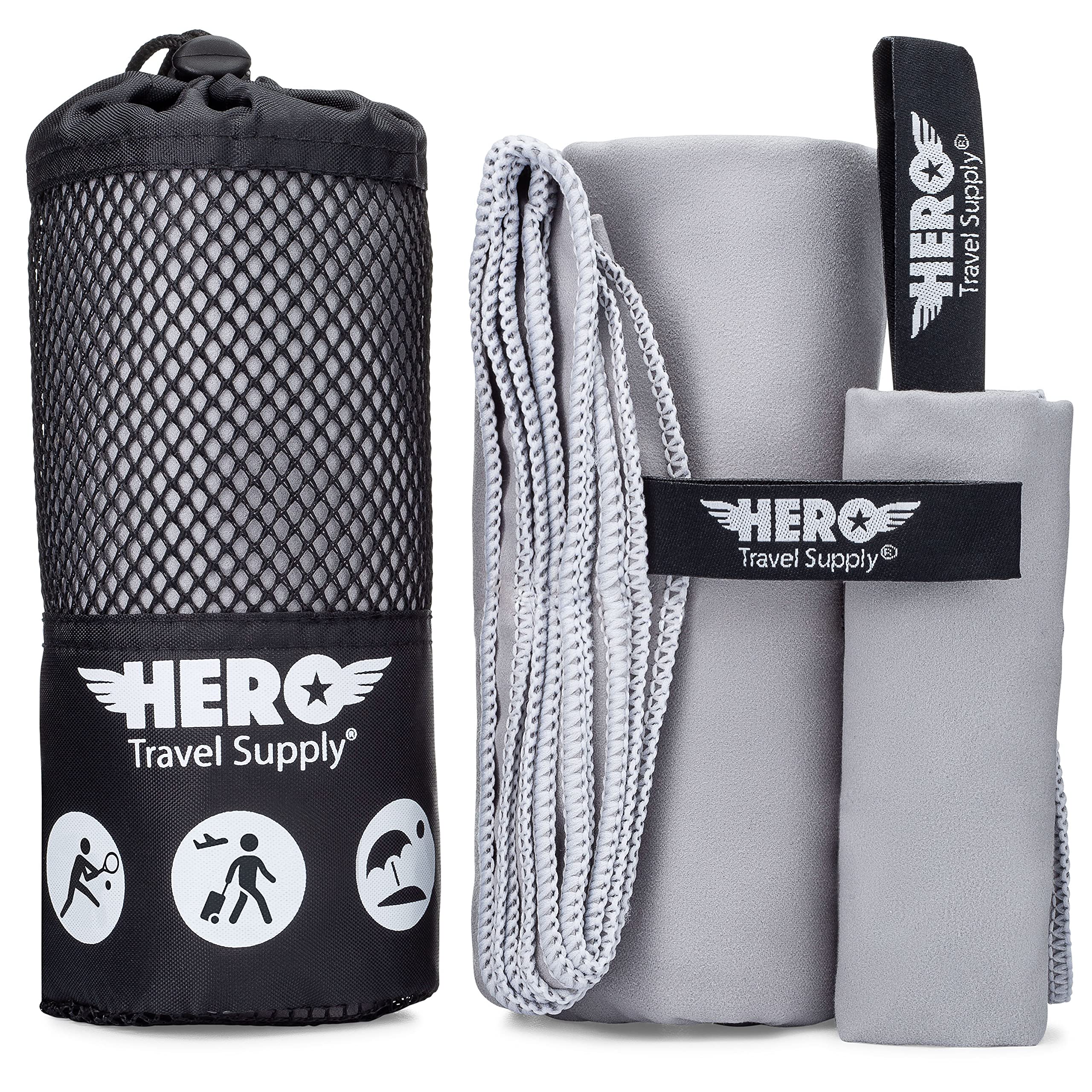 Hero Travel Supply Microfiber Travel Towel - Compact, Quick-Dry, Lightweight & Absorbent (24