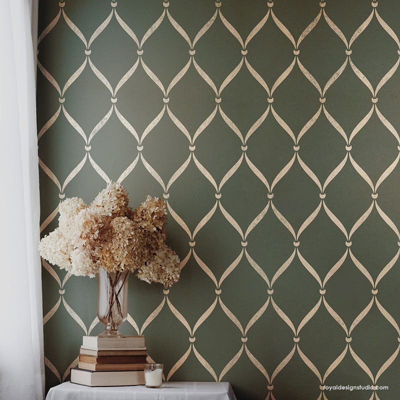 Ribbon Lattice Wall Stencil - Reusable DIY Painting Template for Home Decor, Crafts & Furniture - Perfect for Bedroom, Nursery, Living Room Accent Walls