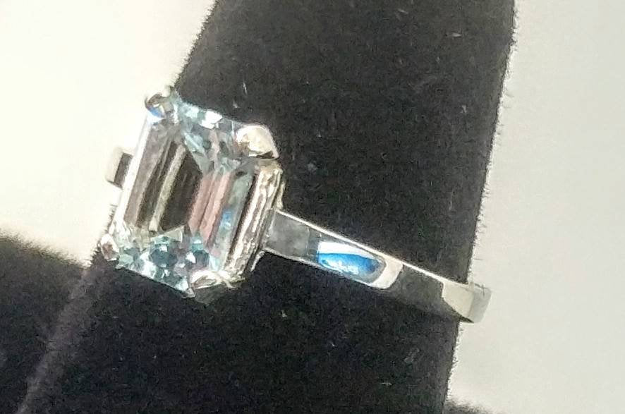 14K Solid Gold Aquamarine Solitaire Ring - Sterling Silver, Yellow, White, or Rose Gold Options - Custom Sizes 5-8 - Perfect for Engagement, Anniversary & Everyday Elegance