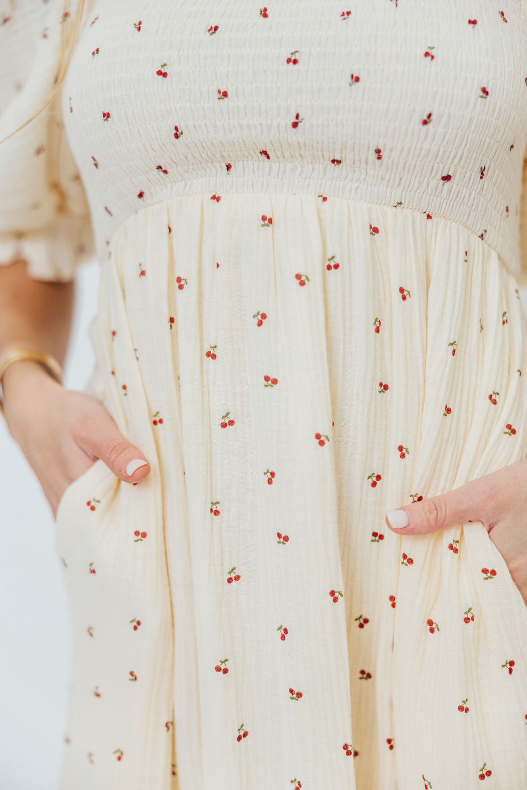 Livvy 100% Cotton Maxi Dress with Cherry Print - Flowy Summer Dress for Women, Beach Cover Up, Vacation Outfit, Casual Boho Chic Style