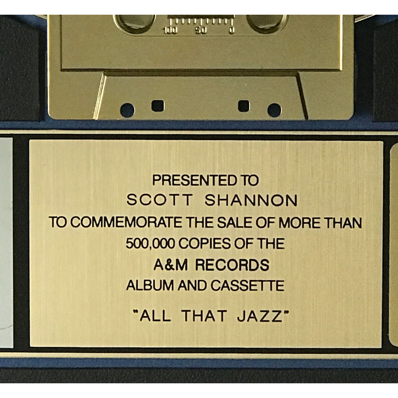 Breathe All That Jazz RIAA Gold Album Award - Certified Music Collectible for Jazz Fans & Home Decor