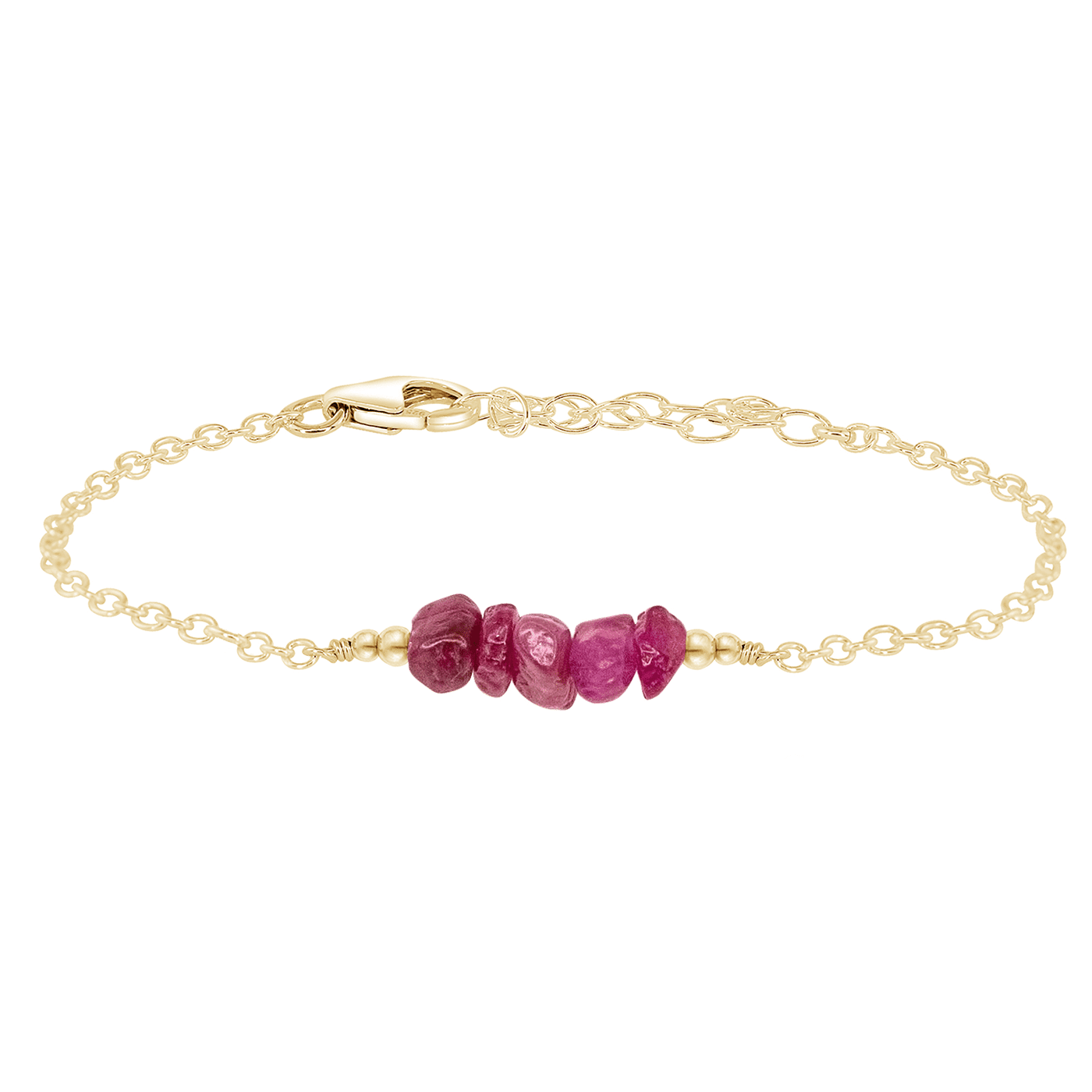 Ruby Chip Bead Bar Bracelet for Women - Genuine Stone Adjustable Bangle | Perfect for Casual Wear, Boho Fashion & Gift Giving