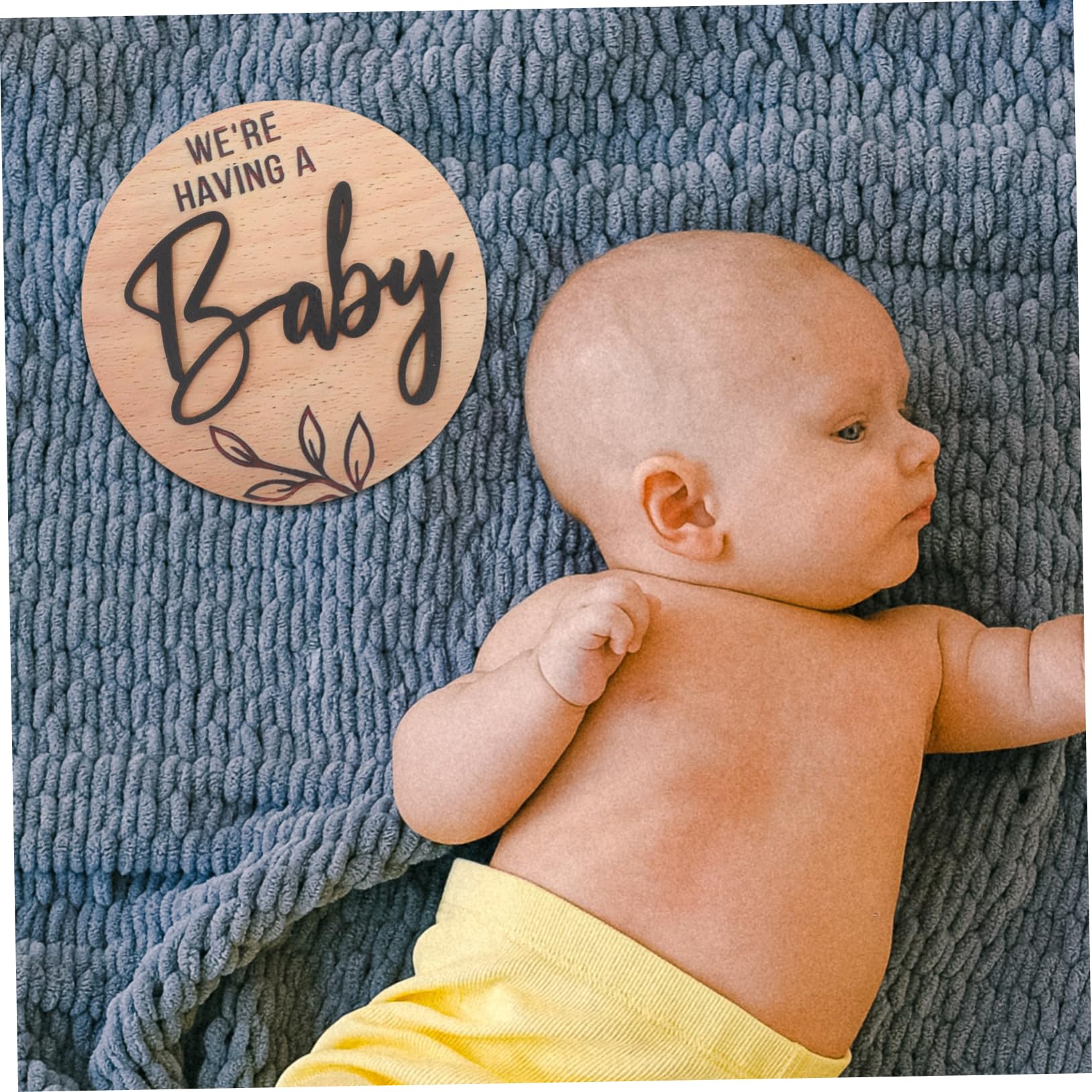 Wooden Baby Birth Announcement Sign - Circle Pregnancy & Newborn Keepsake Decor for Nursery, Baby Shower, and Gender Reveal Parties