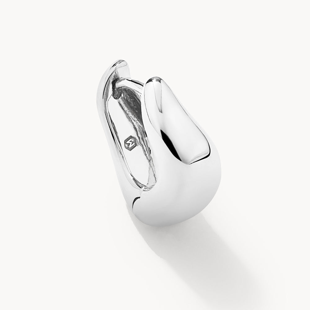 Silver Midi Wave Dome Huggie Earrings for Women - Perfect for Parties, Weddings & Everyday Elegance