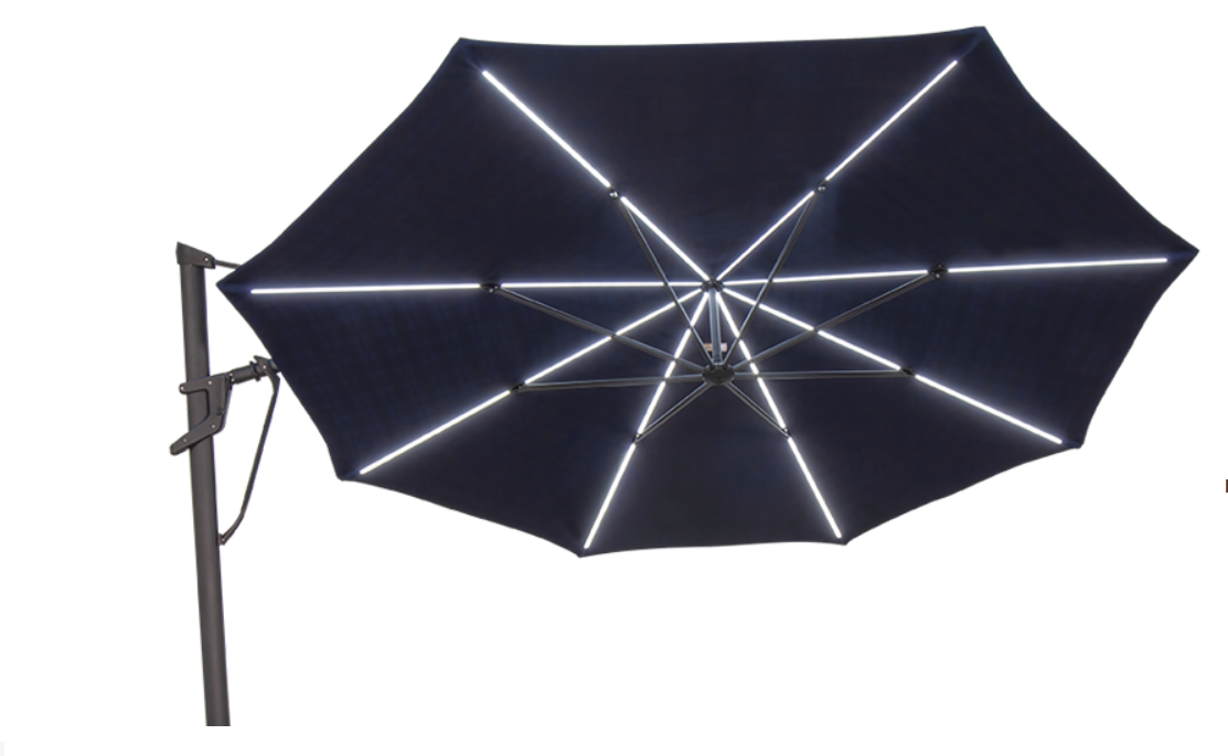 13' Starlux LED Cantilever Umbrella - Outdoor Patio Umbrella with Bright LED Lights, Waterproof & Windproof for Backyard, Poolside, Garden, Restaurant (In Stock)